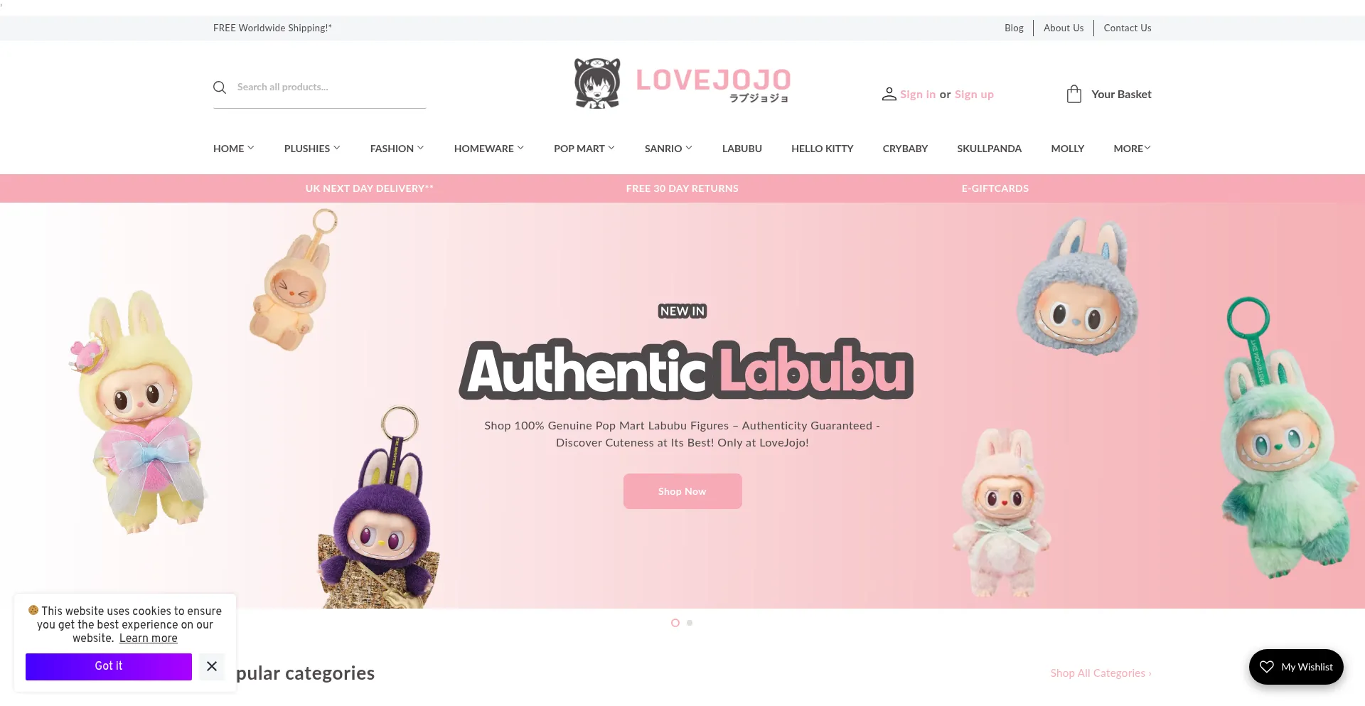 Website screenshot of Lovejojo.co.uk