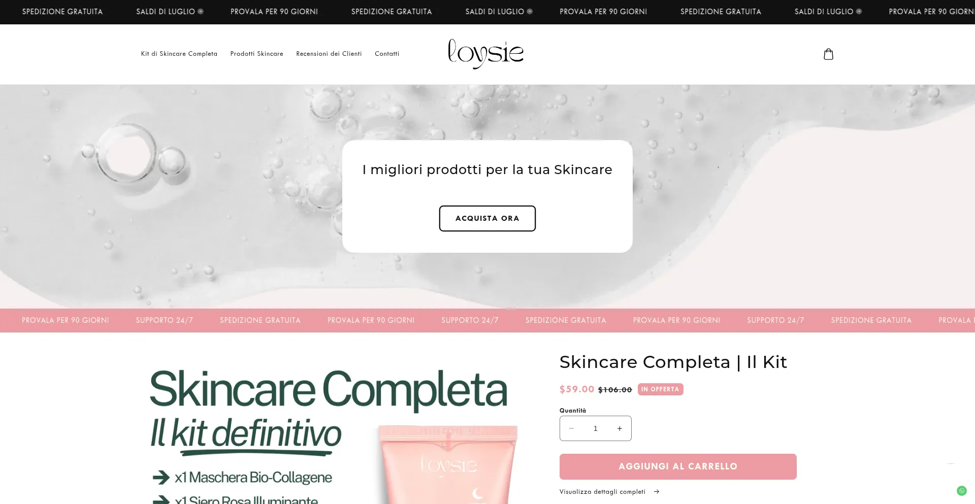Website screenshot of Loysie.com