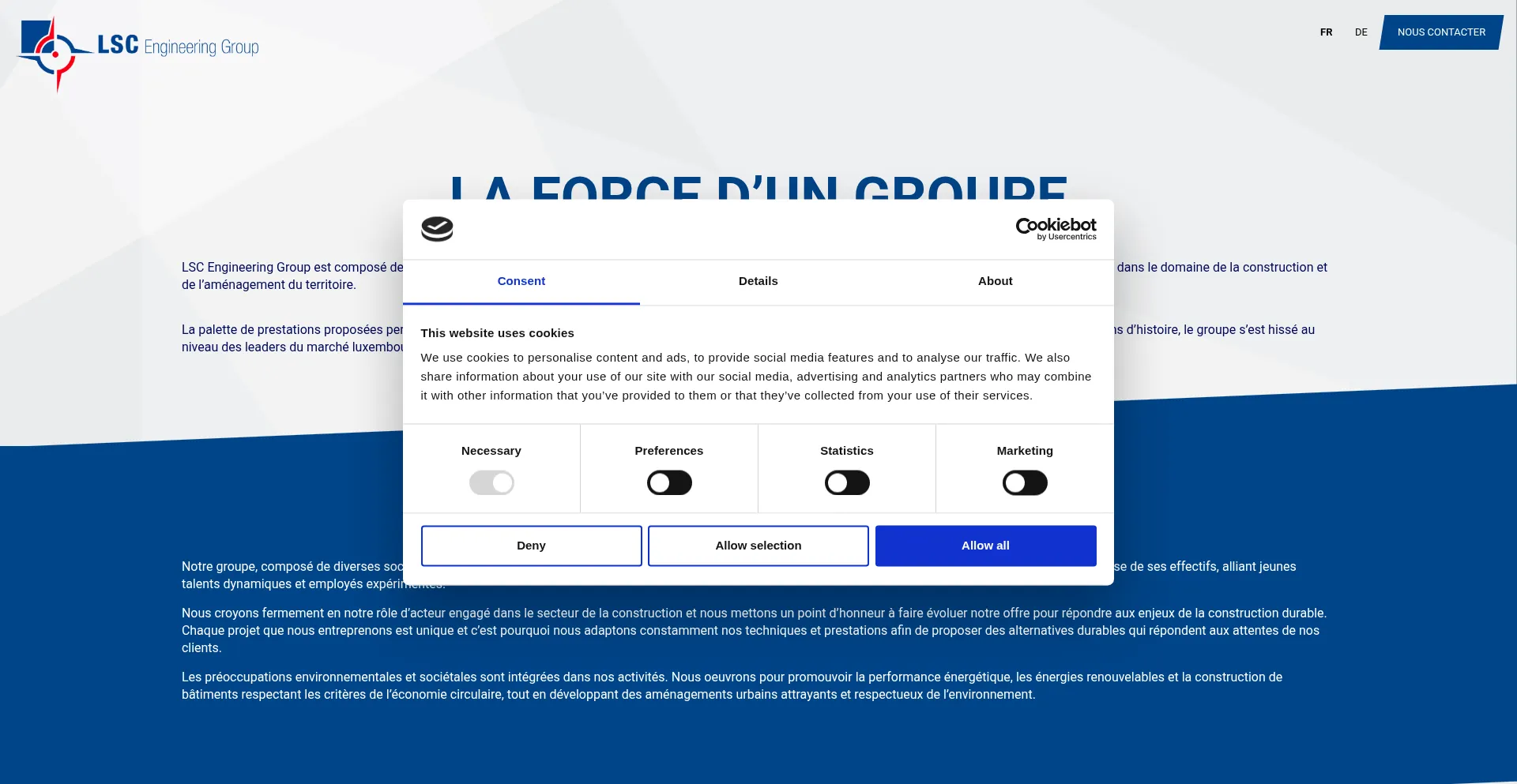 Website screenshot of Lsc-group.lu