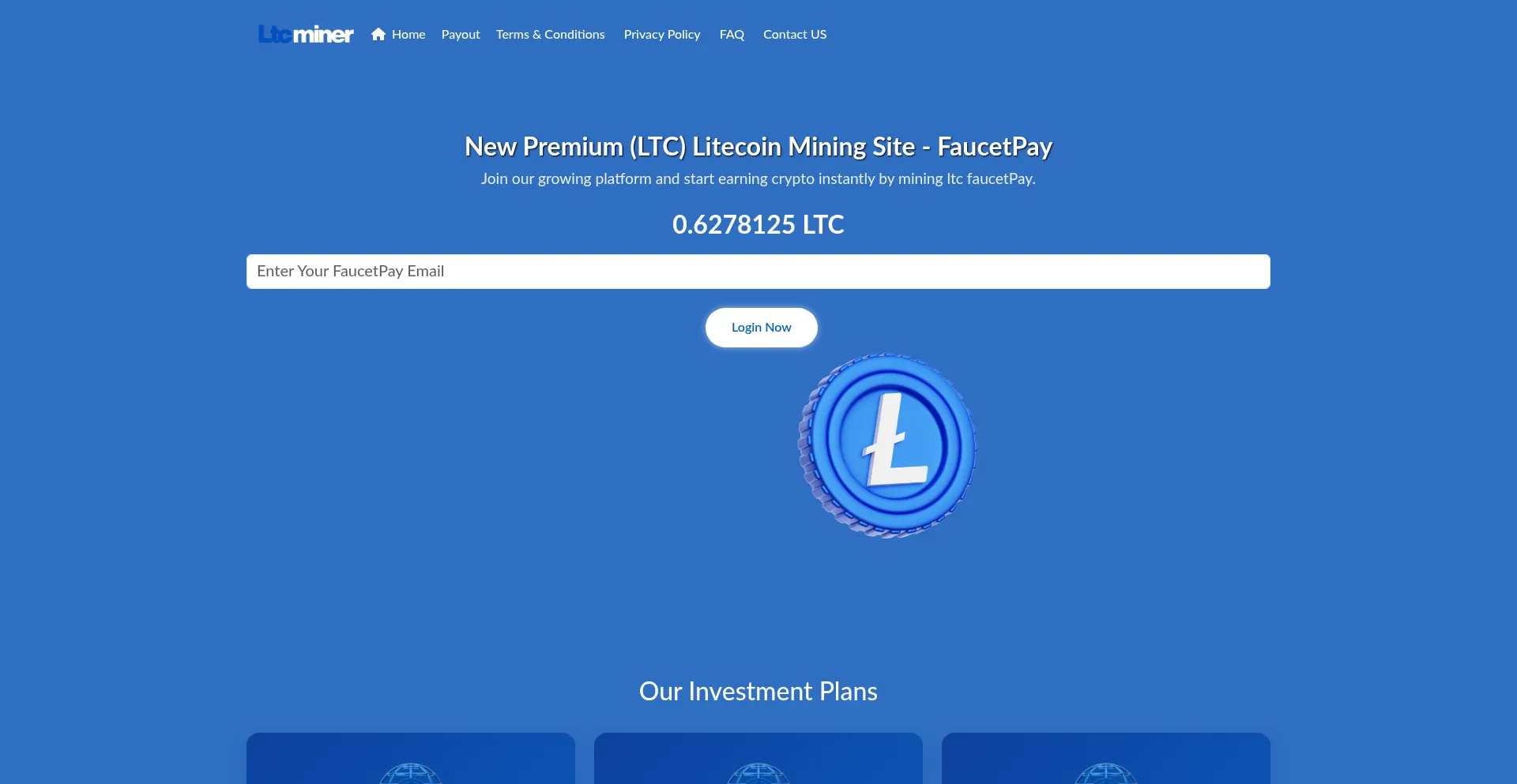 Website screenshot of Ltcminer.live