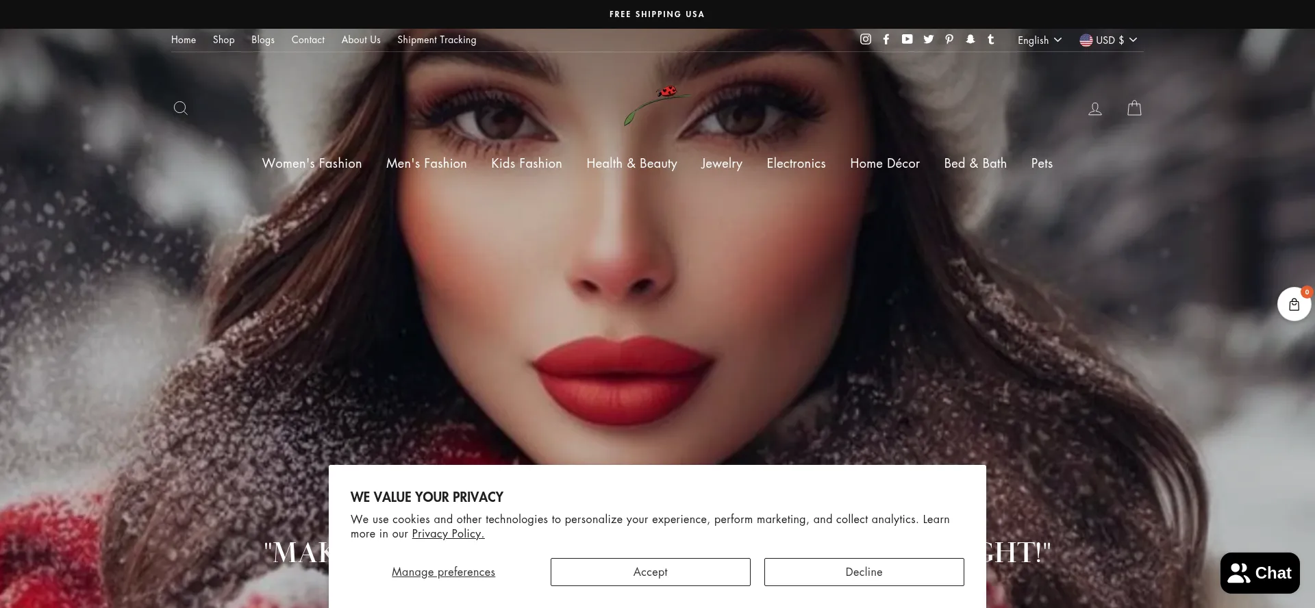 Website screenshot of Luckeladybug.com