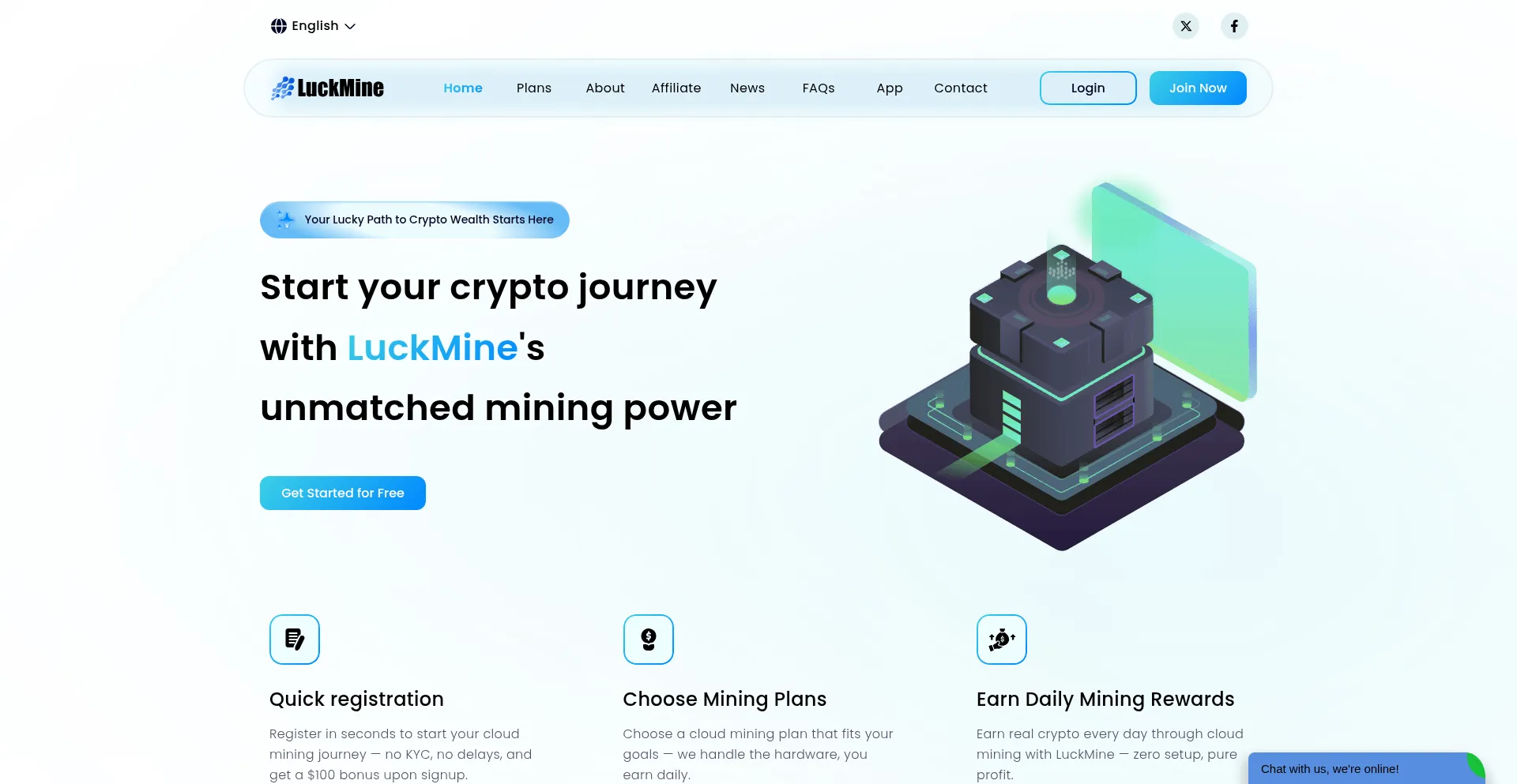 Website screenshot of Luckmine.org