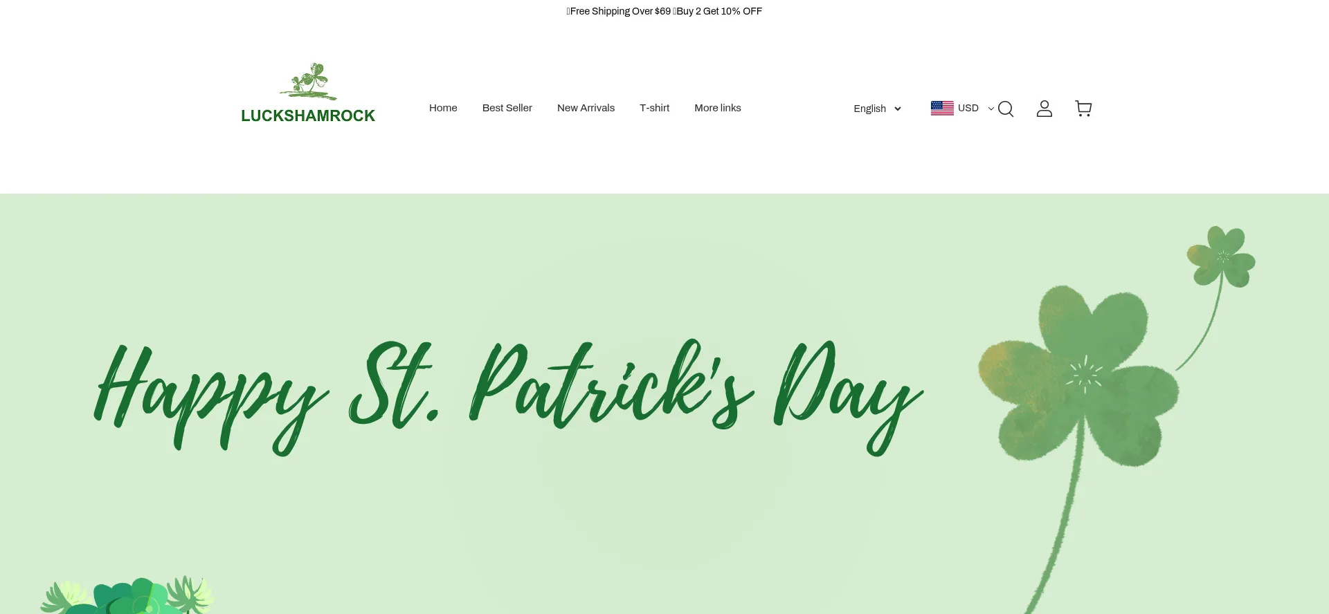 Website screenshot of Luckshamrock.com