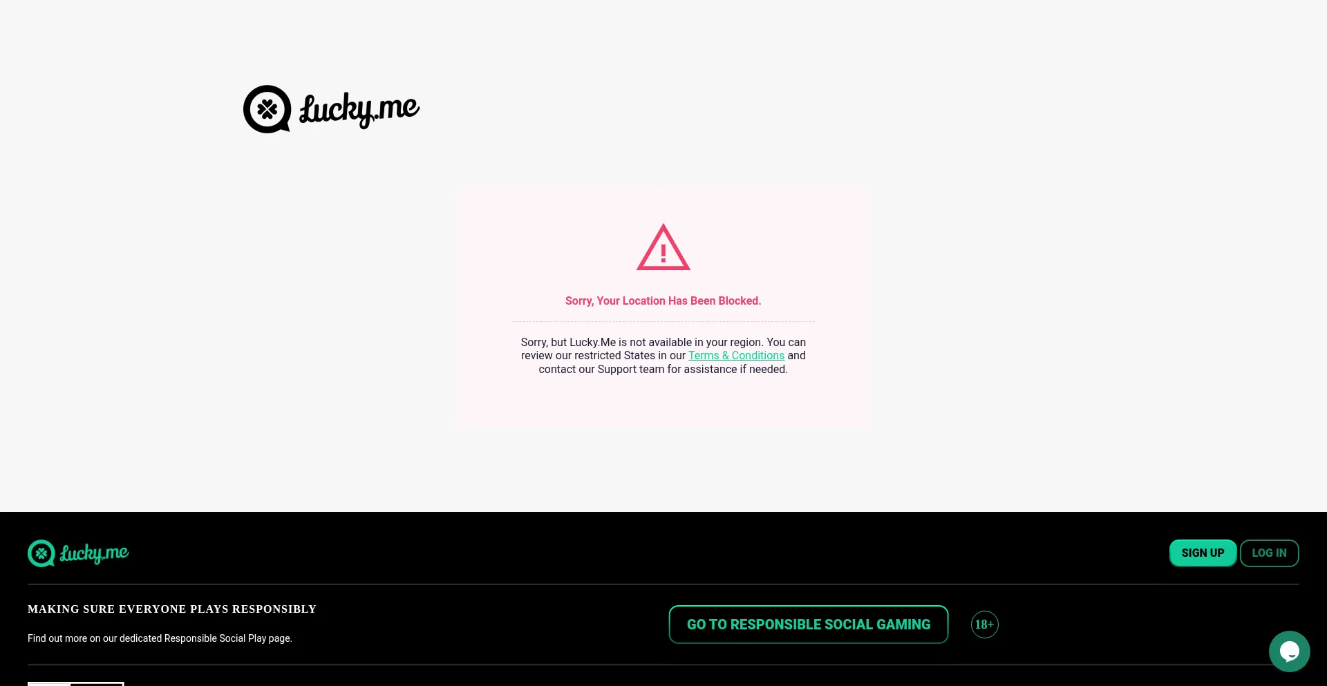 Website screenshot of Lucky.me