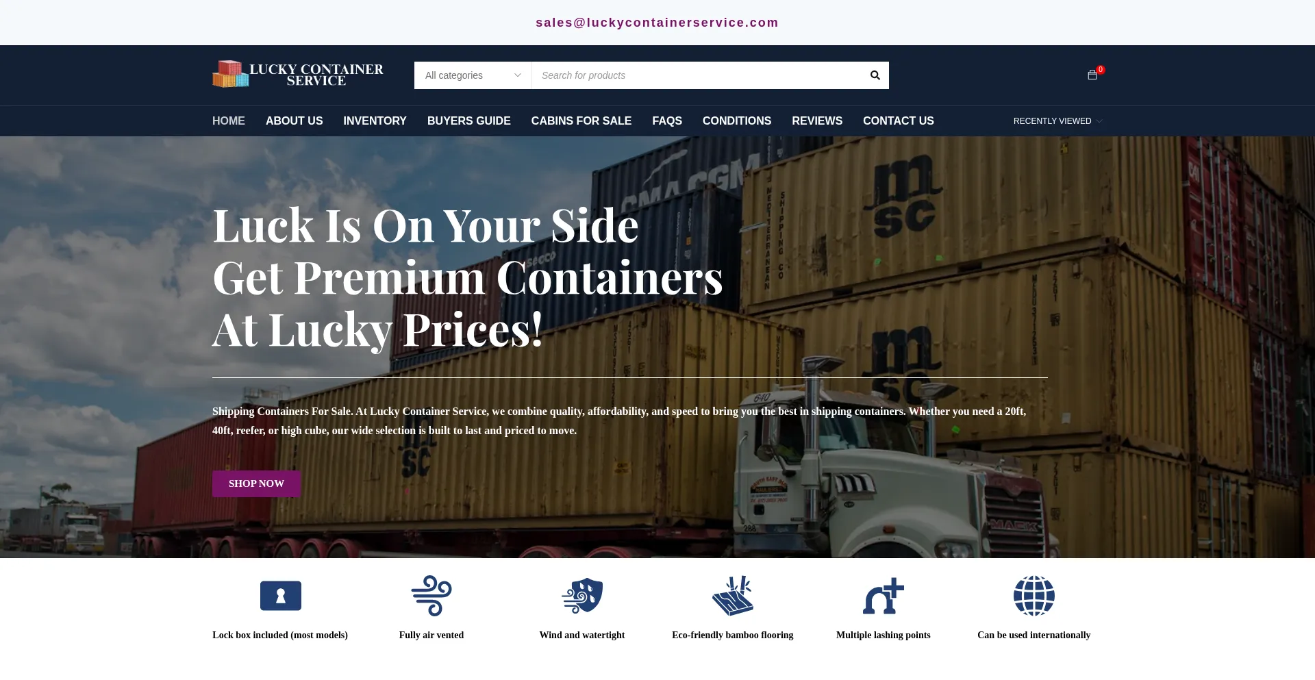 Website screenshot of Luckycontainerservice.com