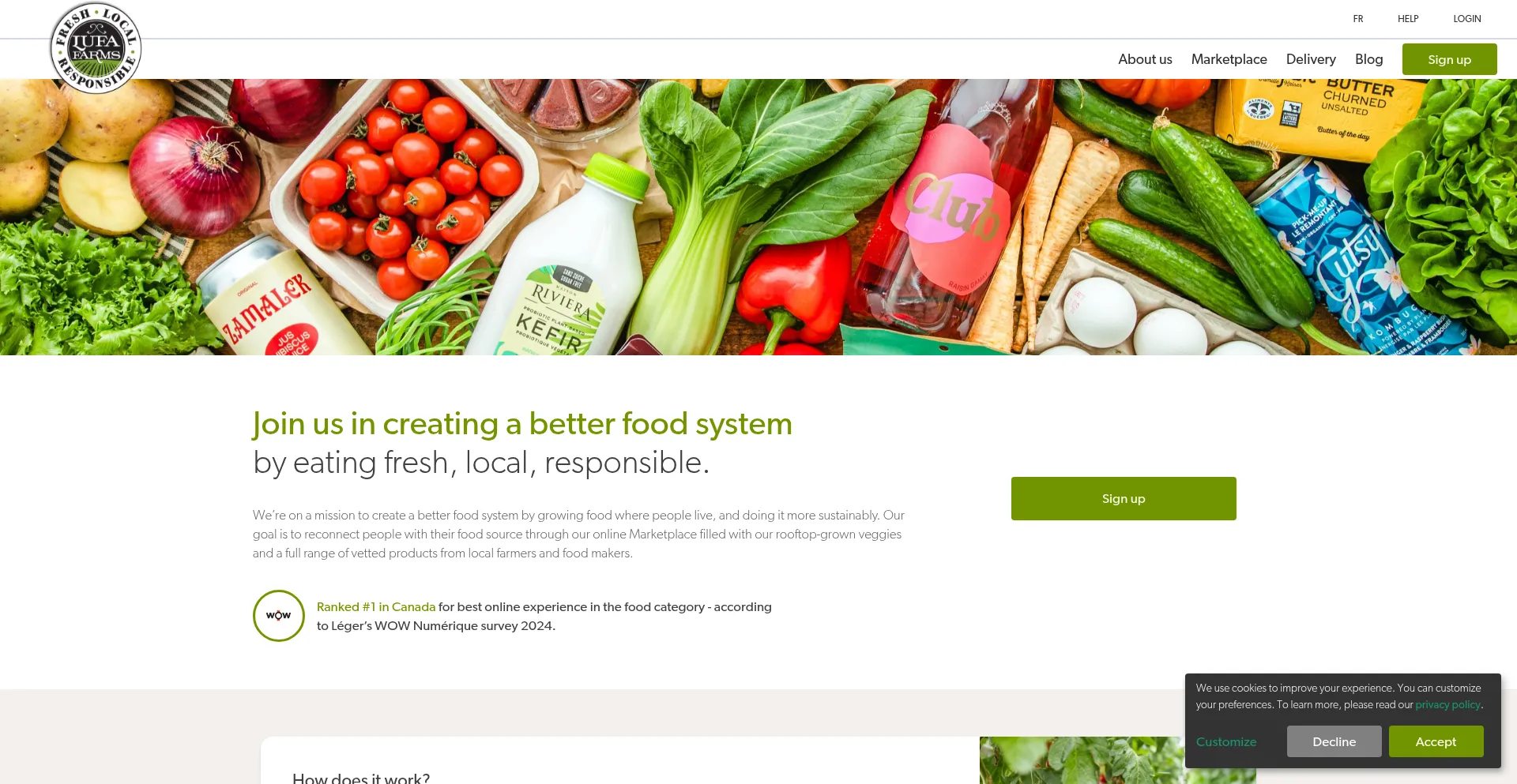 Website screenshot of Lufa.com