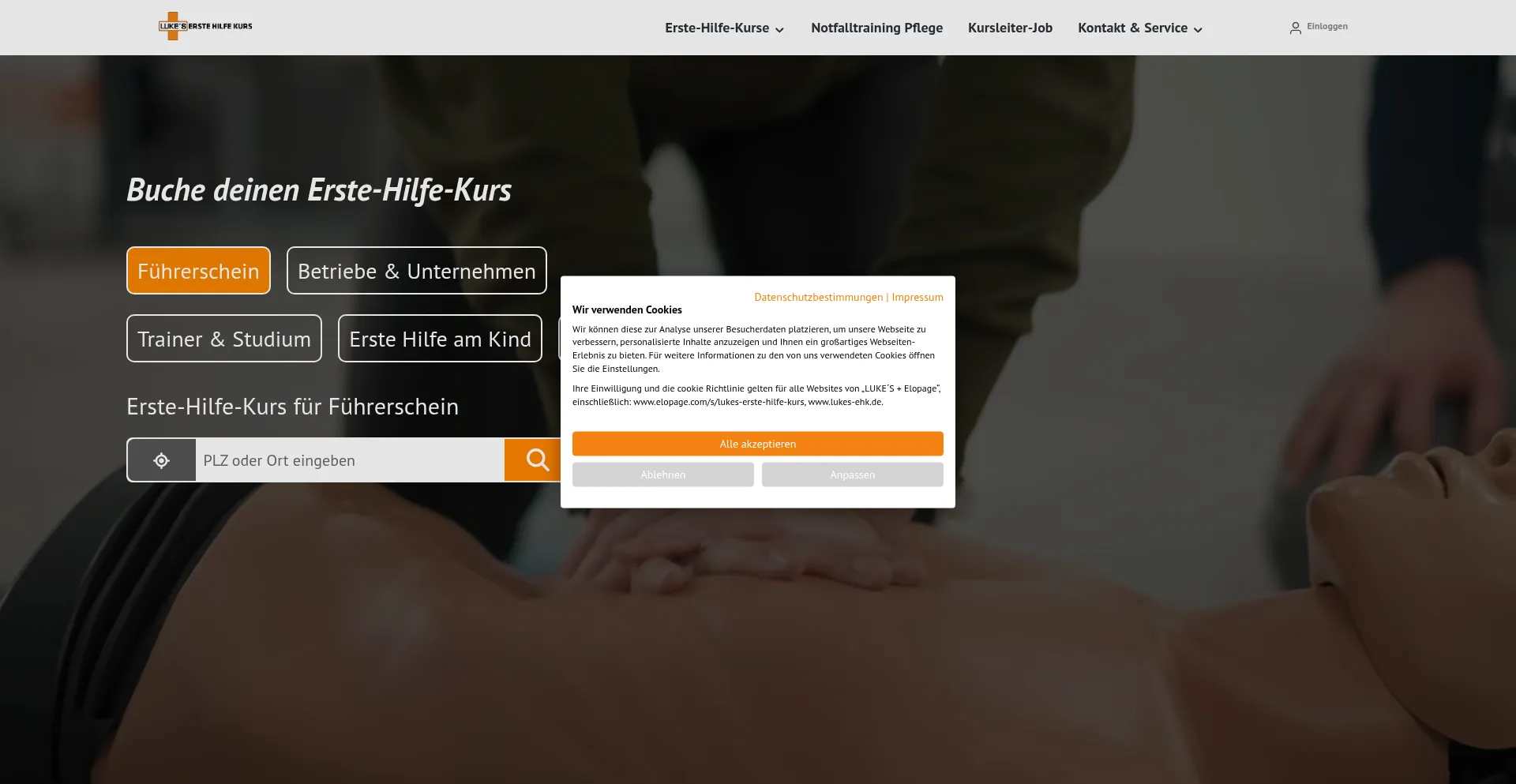 Website screenshot of Lukes-ehk.de