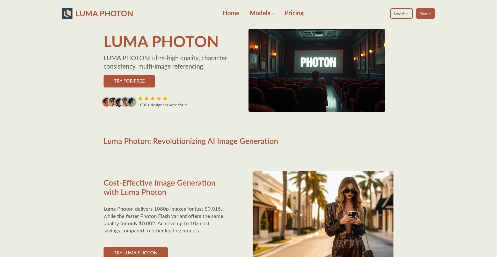 Website screenshot of Lumaphoton.com