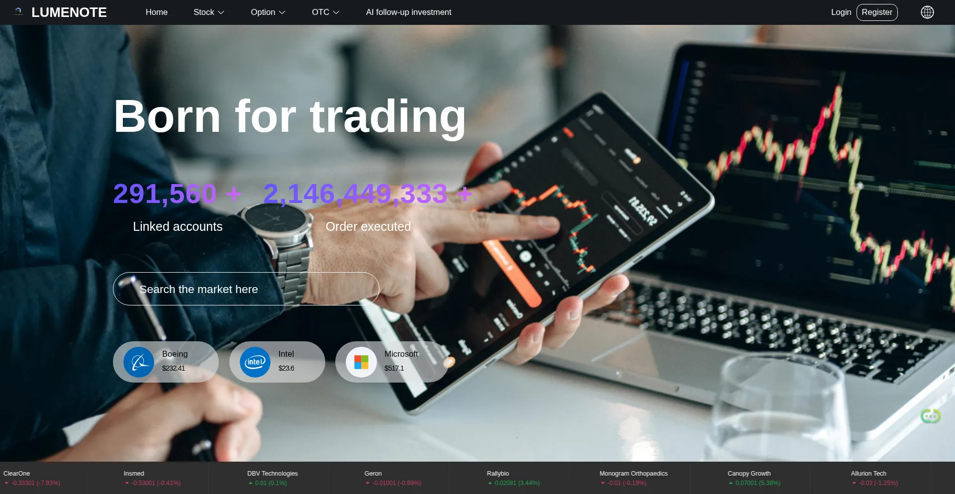 Website screenshot of Lumenote.com
