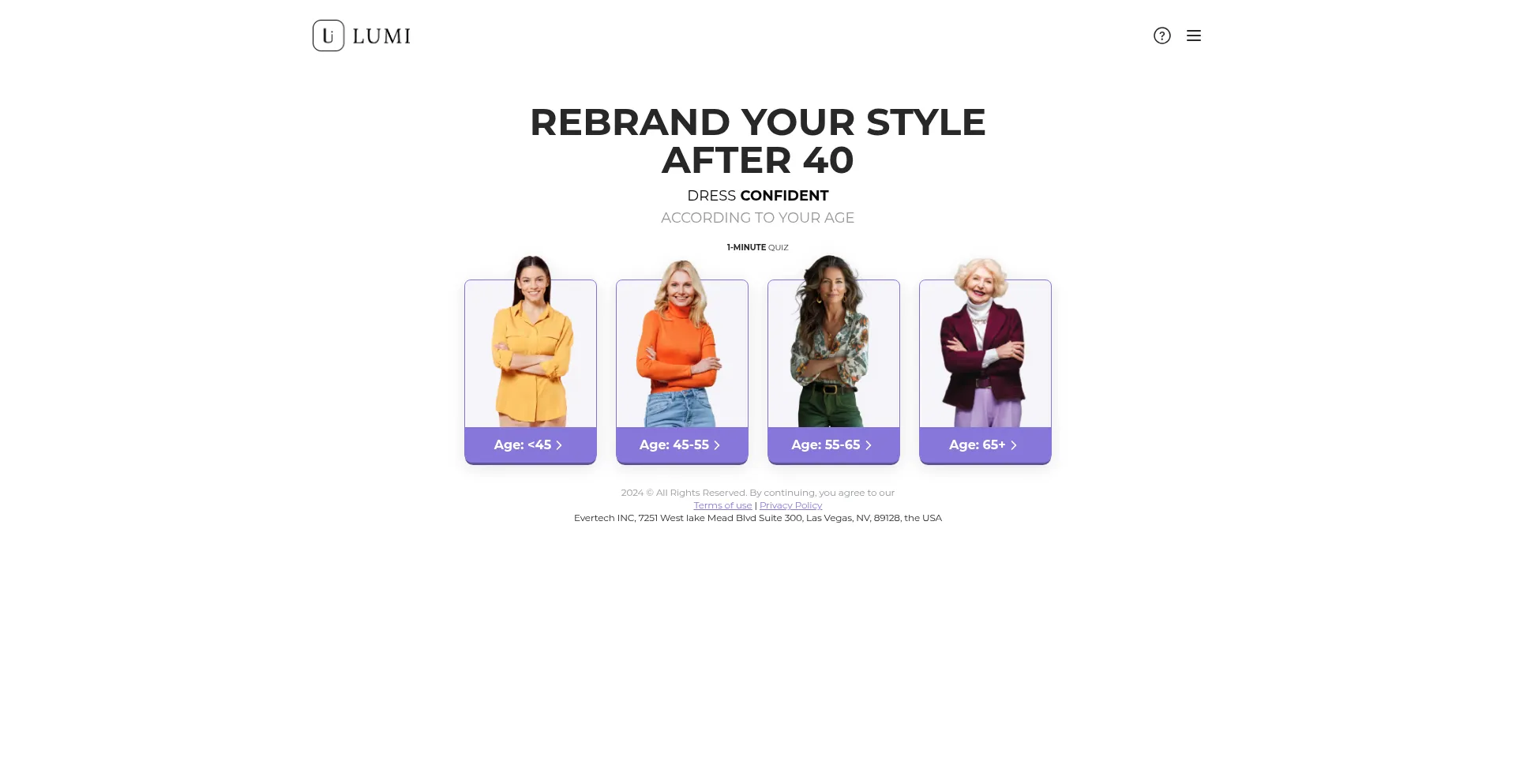 Website screenshot of Lumi.ageless.place
