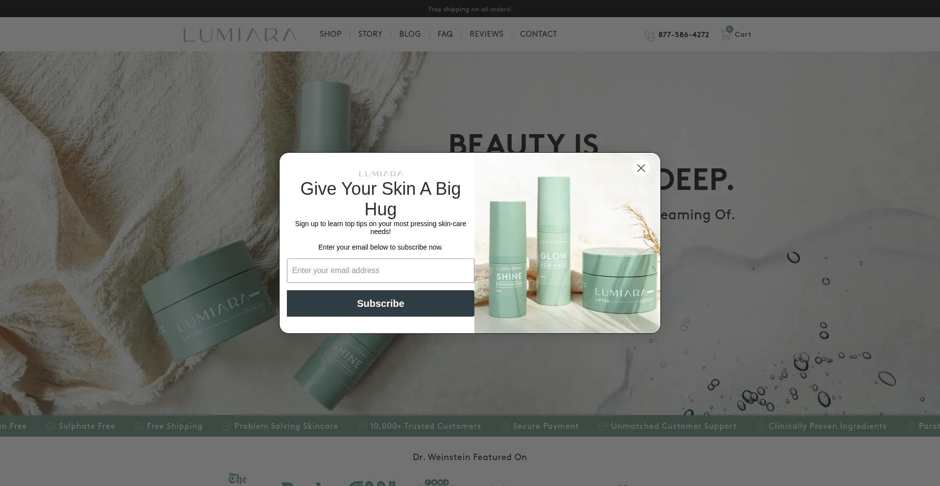 Website screenshot of Lumiara.com