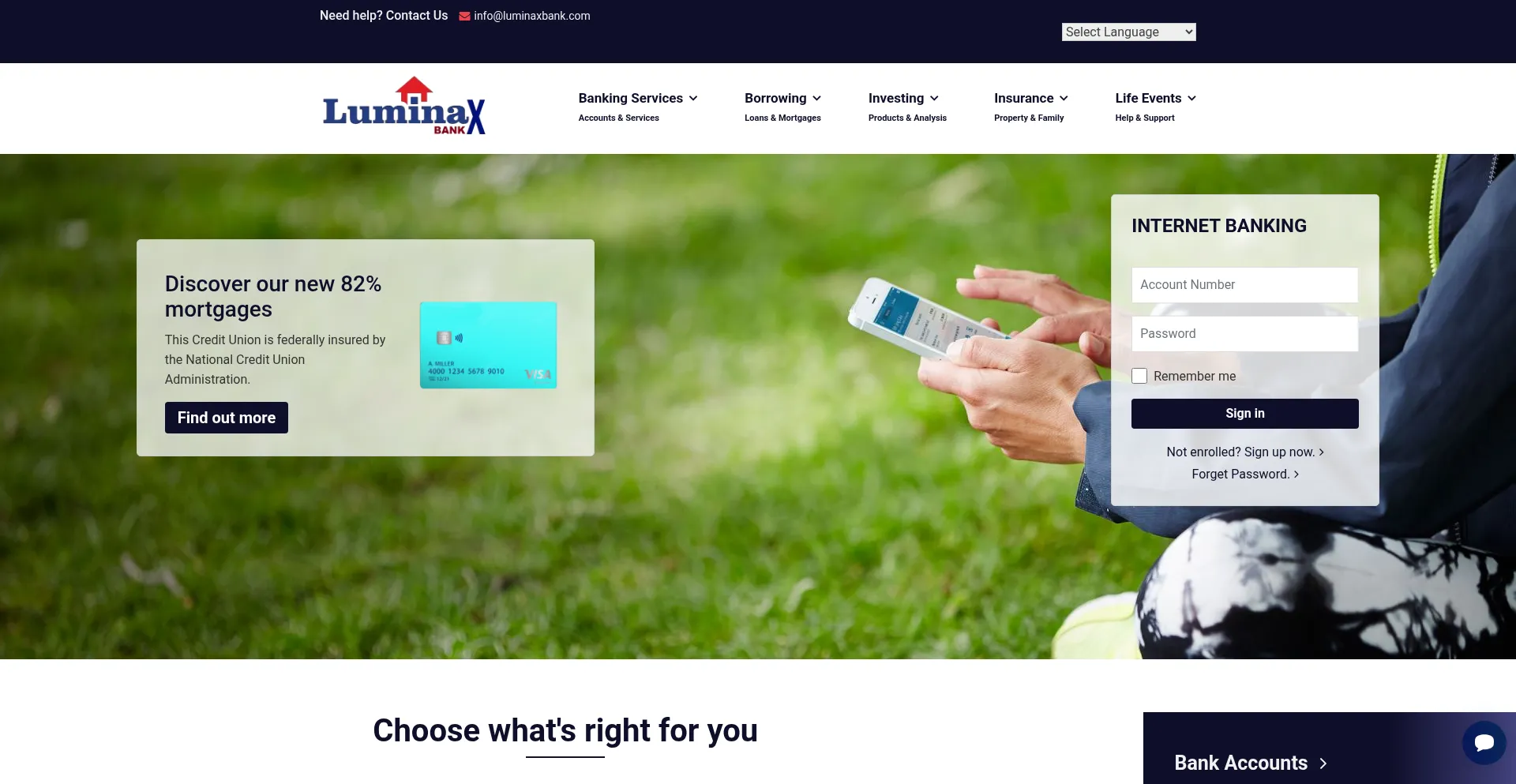 Website screenshot of Luminaxbank.com