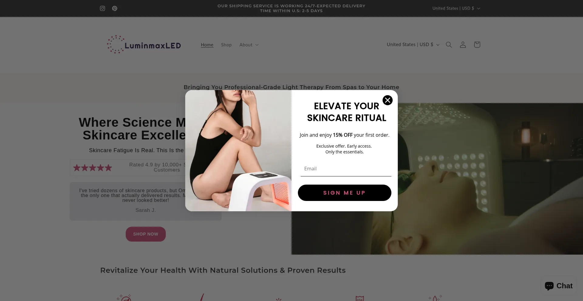 Website screenshot of Luminmaxled.com