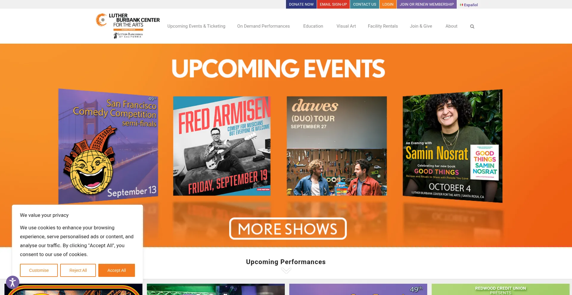 Website screenshot of Lutherburbankcenter.org