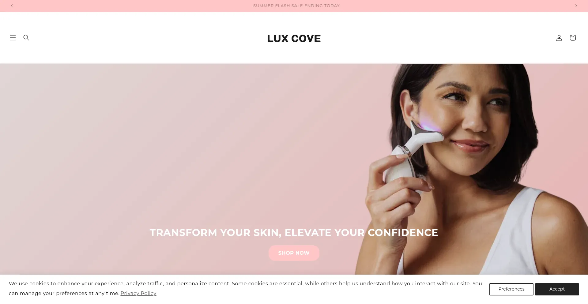 Website screenshot of Luxcove.co