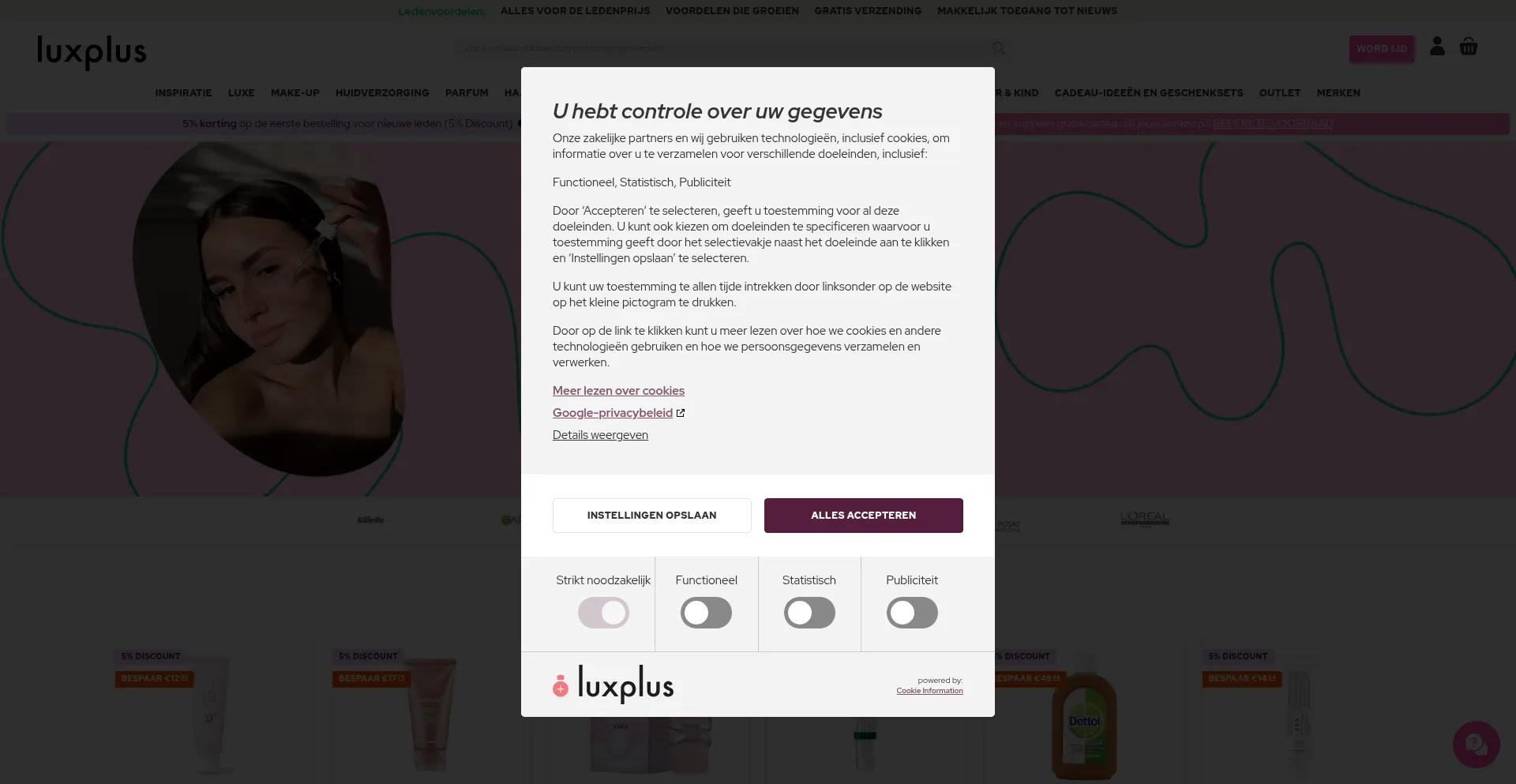Website screenshot of Luxplus.be