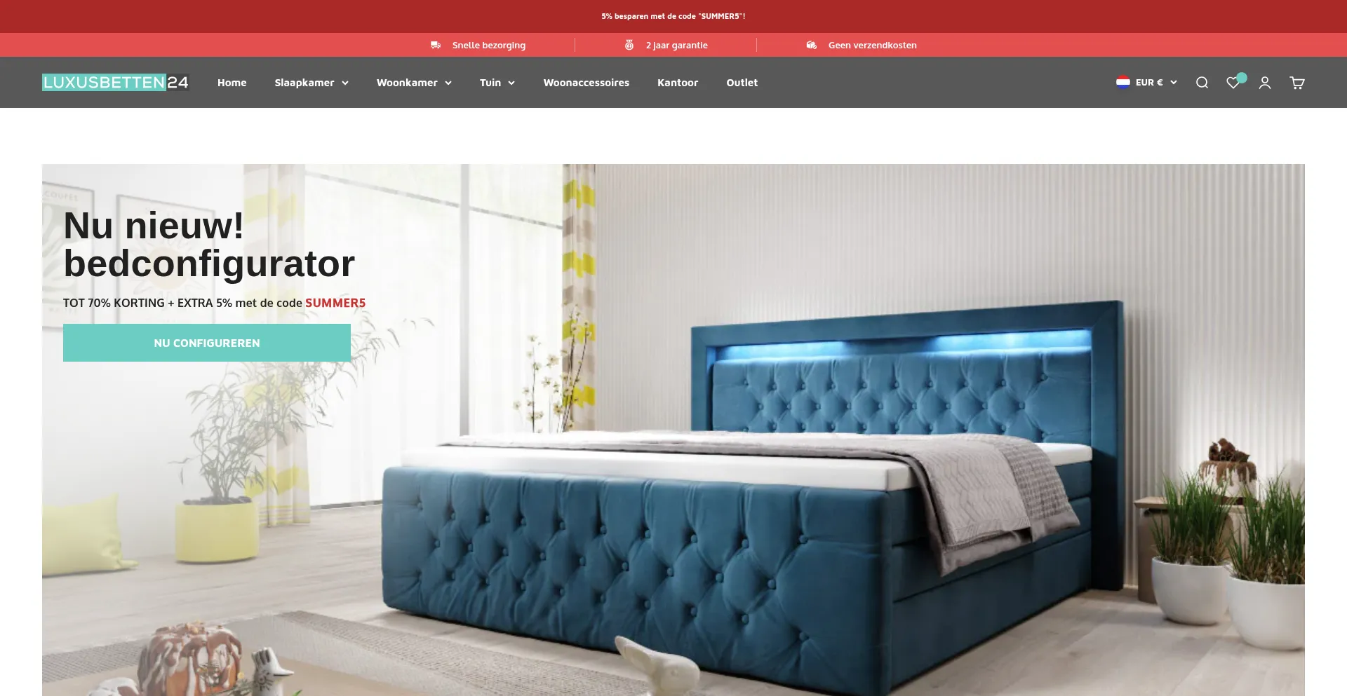 Website screenshot of Luxusbetten24.nl