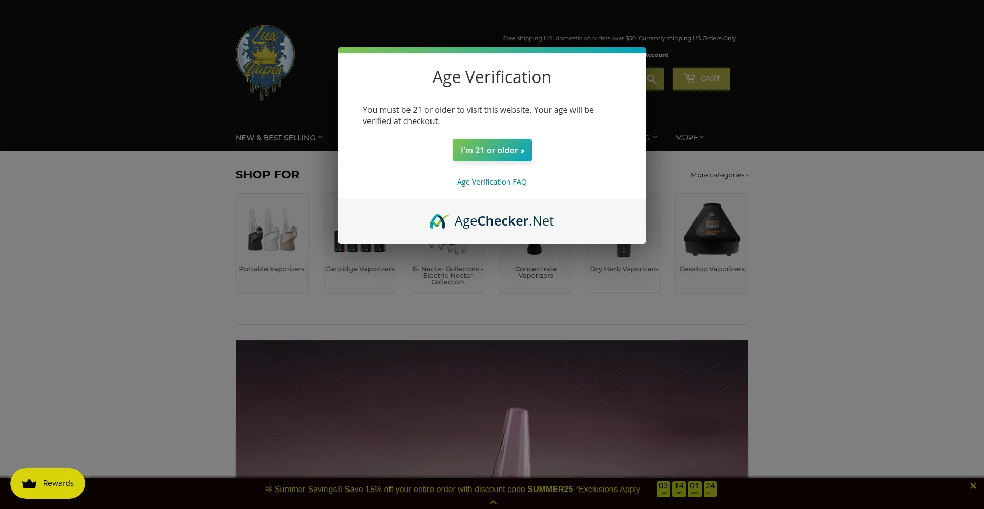 Website screenshot of Luxvapes.com