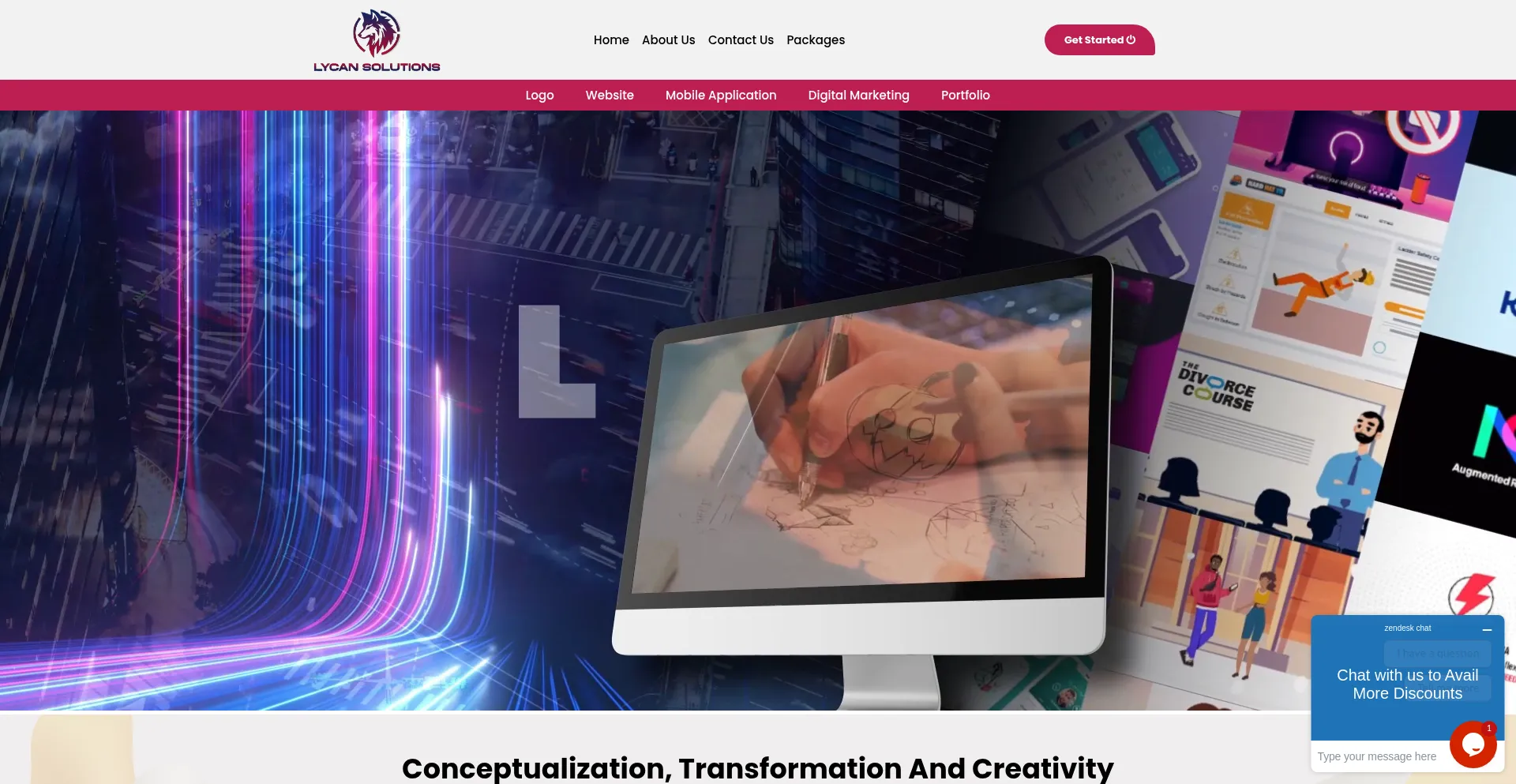 Website screenshot of Lycansolutions.com
