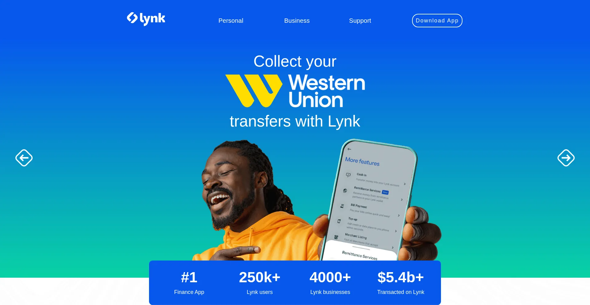 Website screenshot of Lynk.us