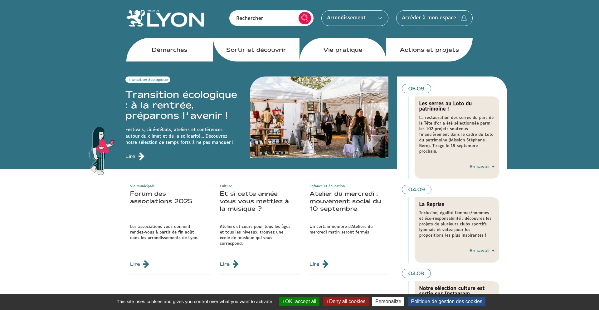 Website screenshot of Lyon.fr