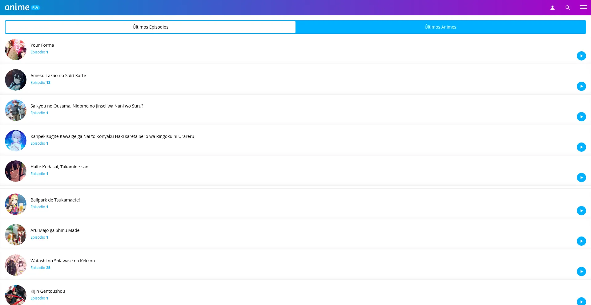 Website screenshot of M.animeflv.net