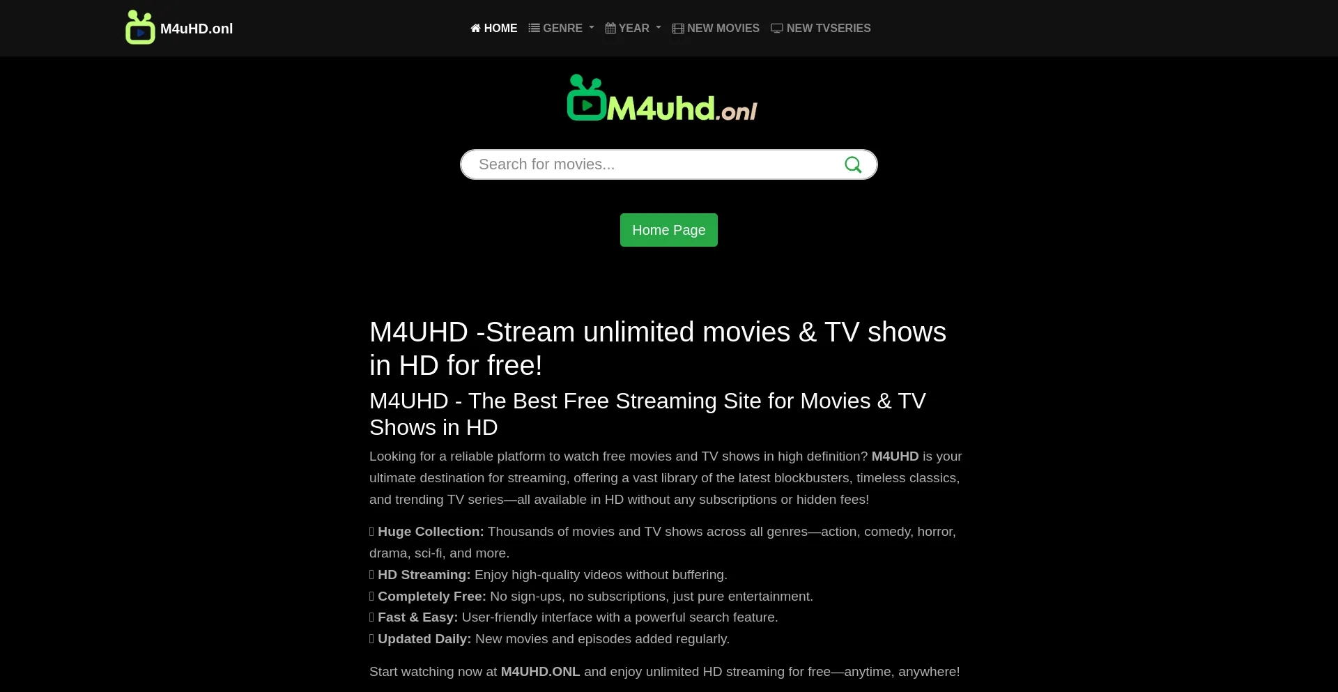 Website screenshot of M4uhd.onl