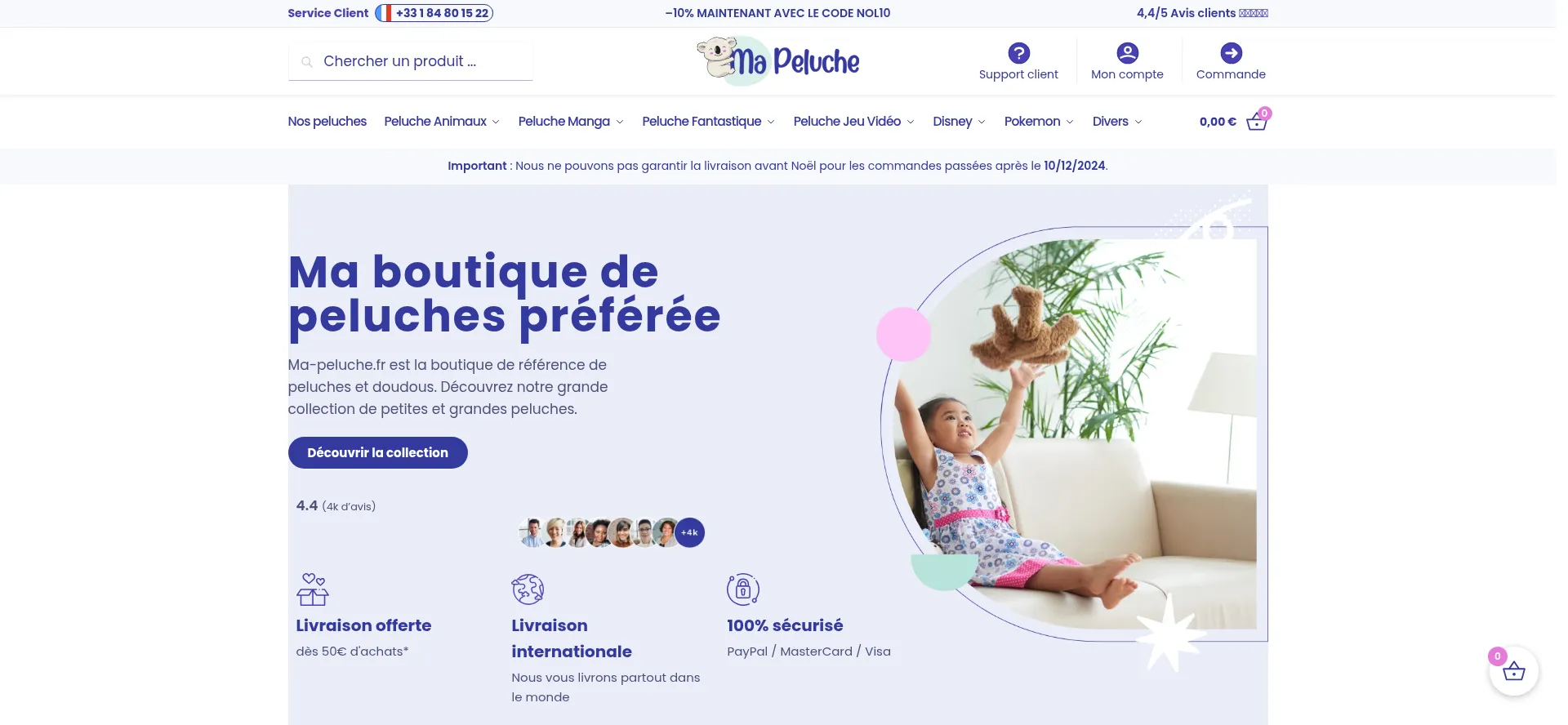 Website screenshot of Ma-peluche.fr