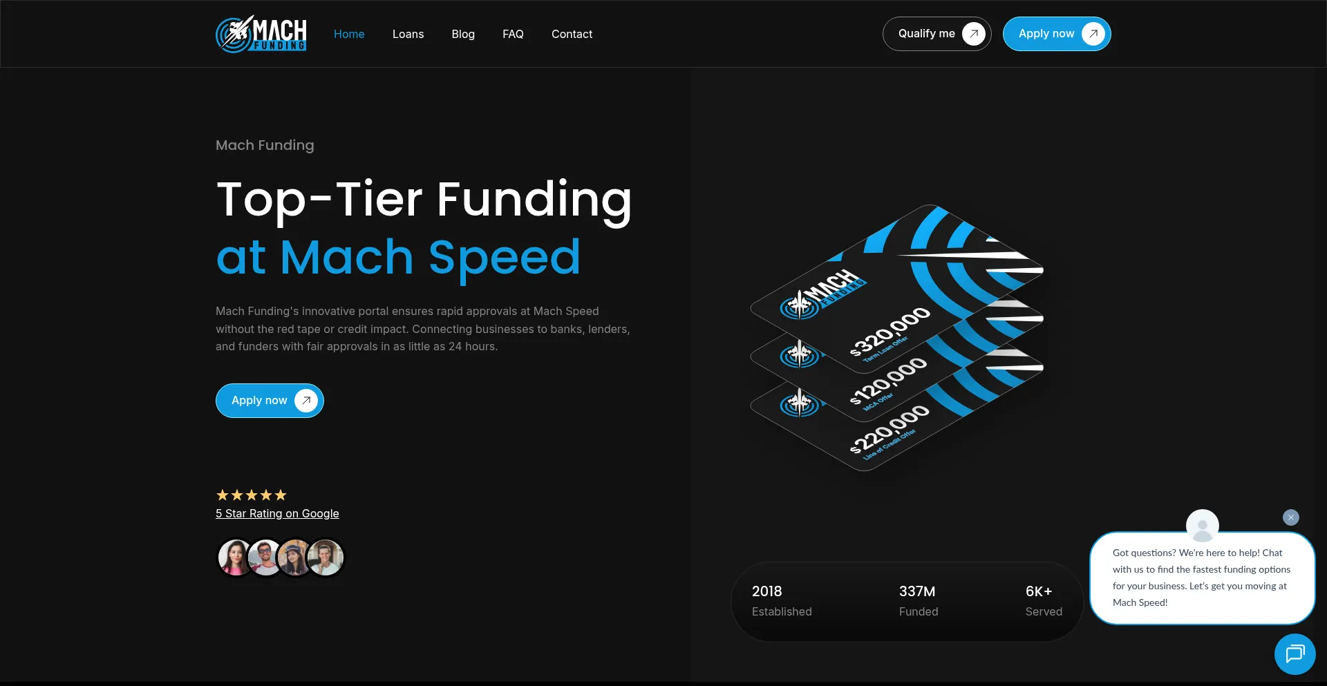 Website screenshot of Machfunding.com