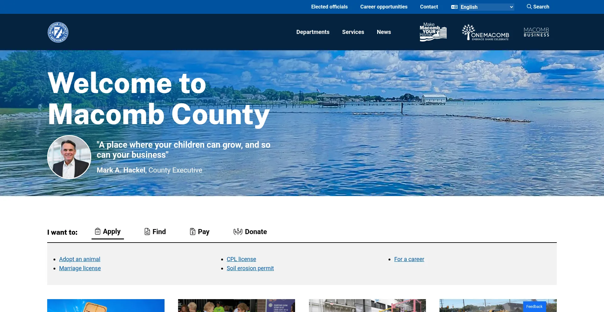 Website screenshot of Macombgov.org