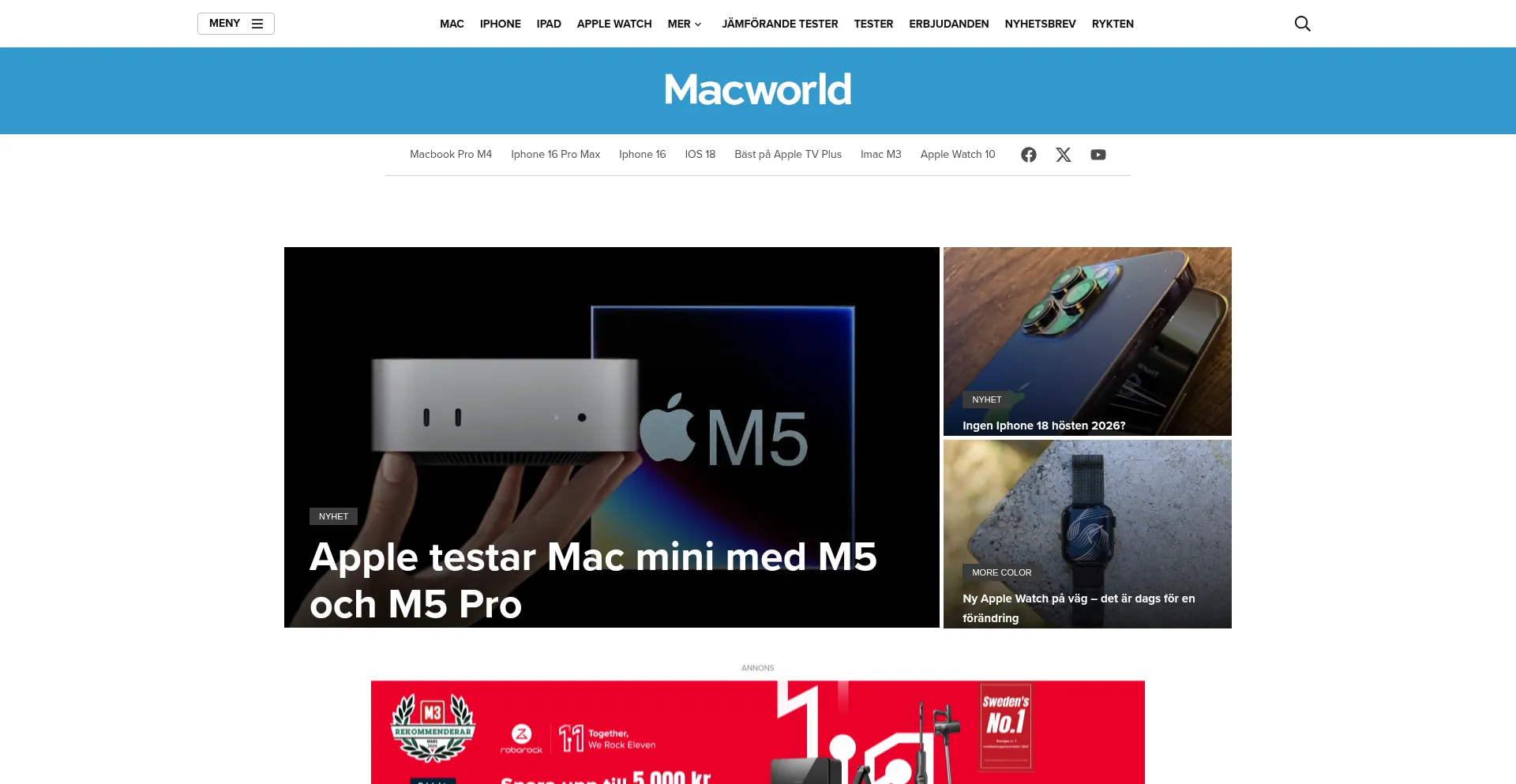 Website screenshot of Macworld.se