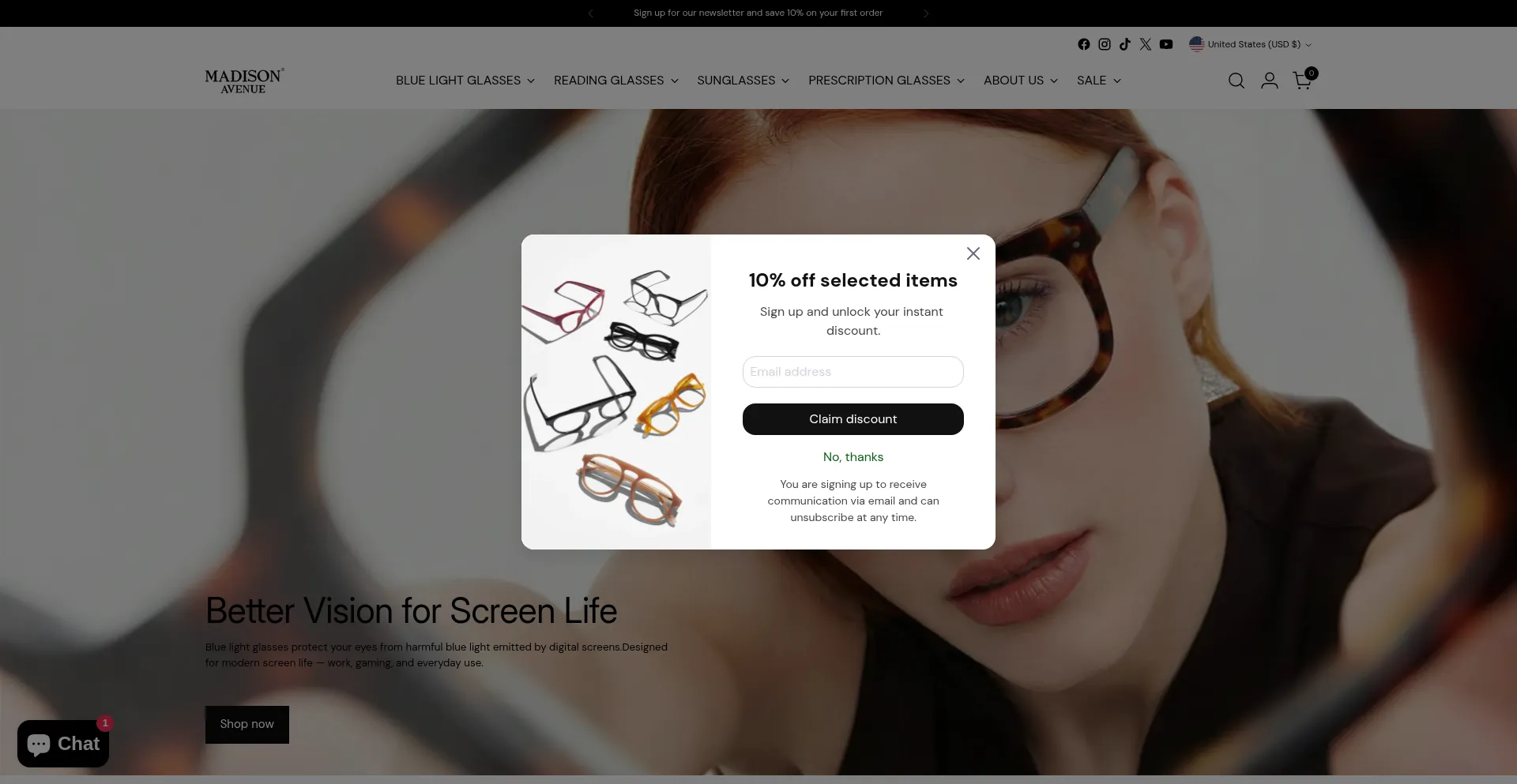 Madisonaveglasses.com
