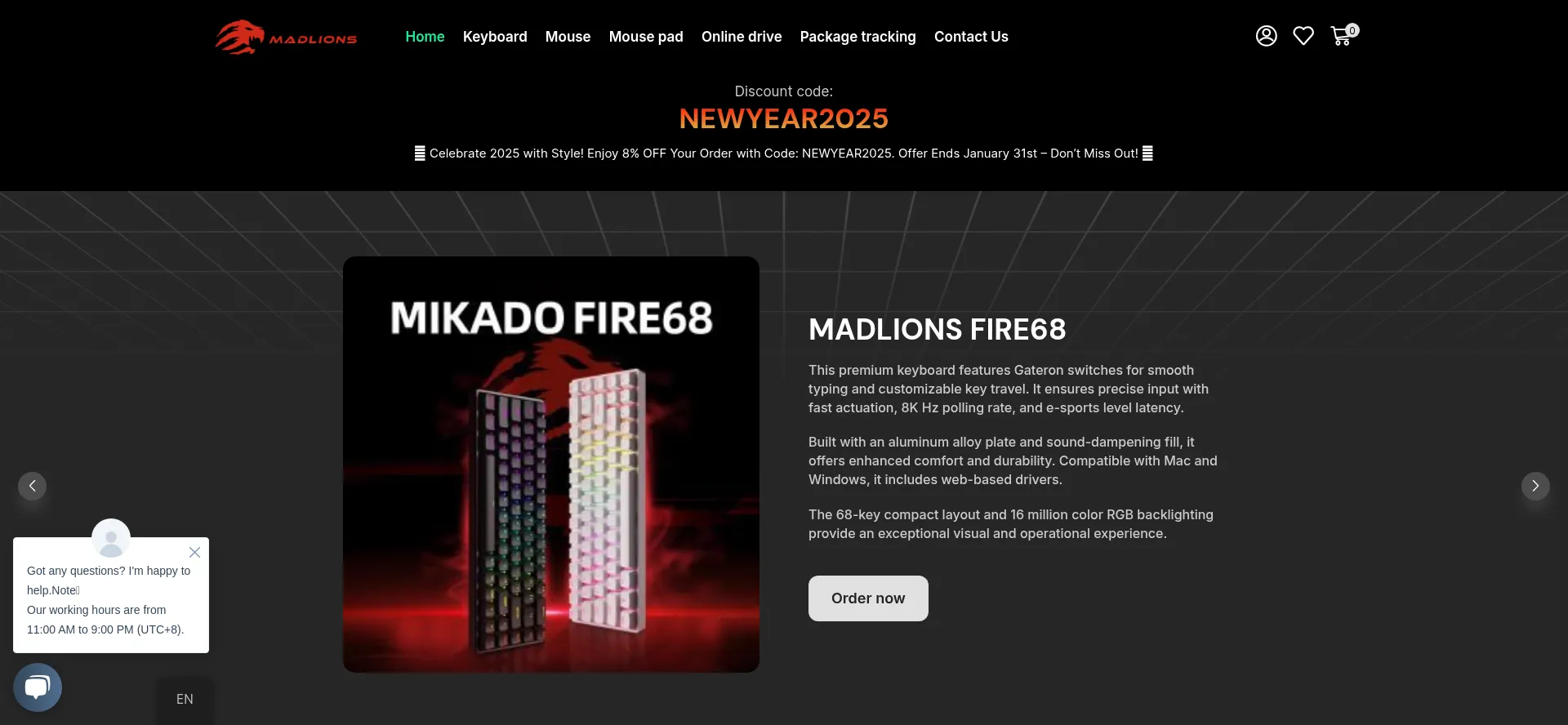 Website screenshot of Madlionskeyboard.com