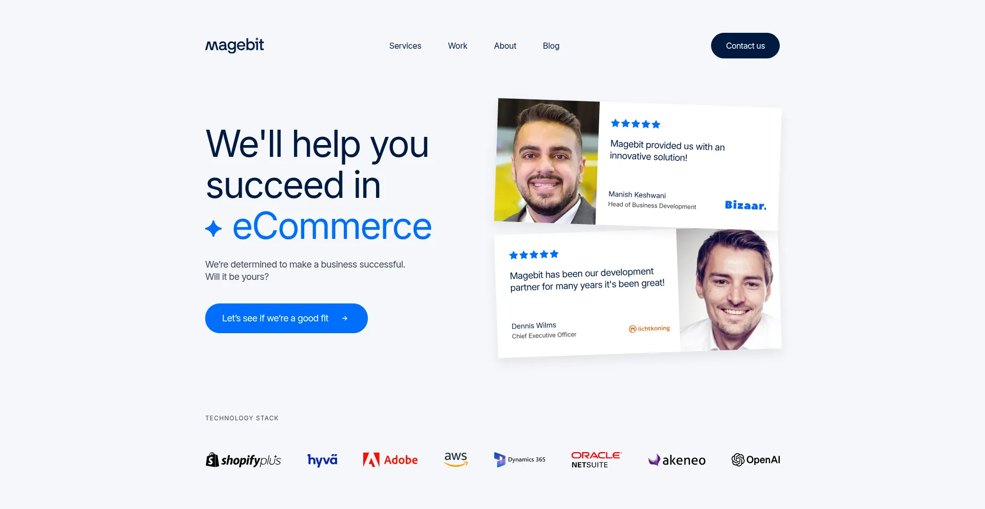 Website screenshot of Magebit.com