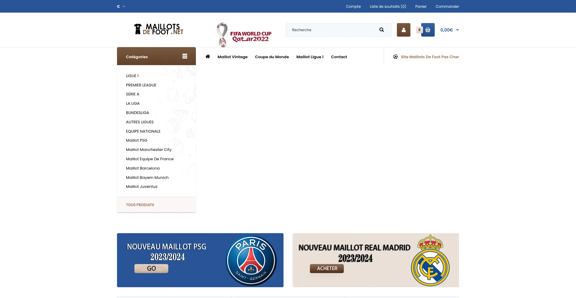 Website screenshot of Maillotsdefoot.net