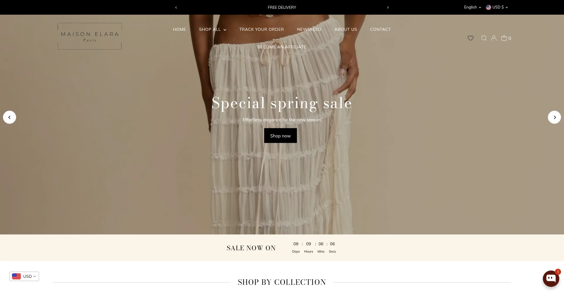 Website screenshot of Maisonelaraparis.com