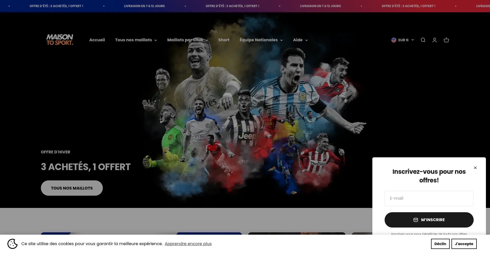 Website screenshot of Maisontosport.fr