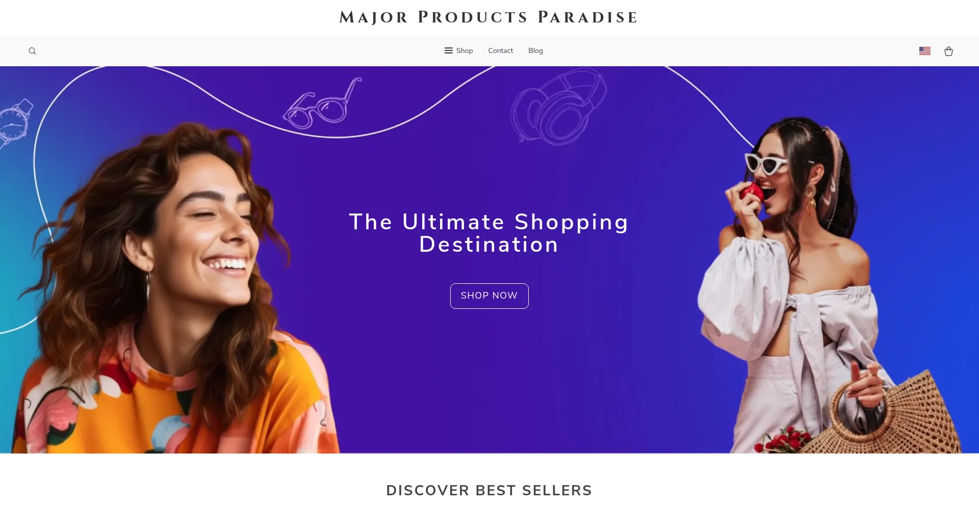 Website screenshot of Majorproductsparadise.shop