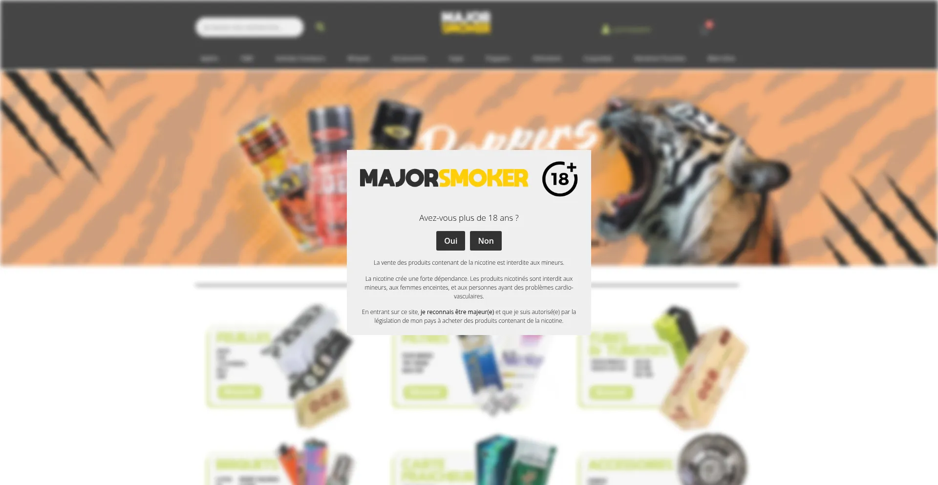 Website screenshot of Majorsmoker.com