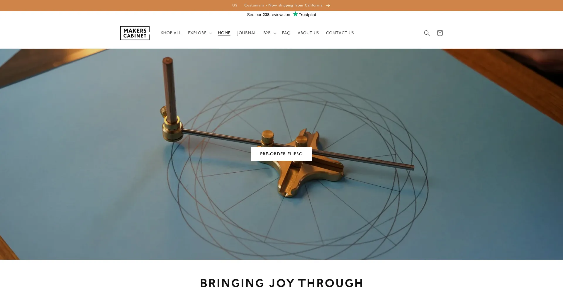 Website screenshot of Makerscabinet.com