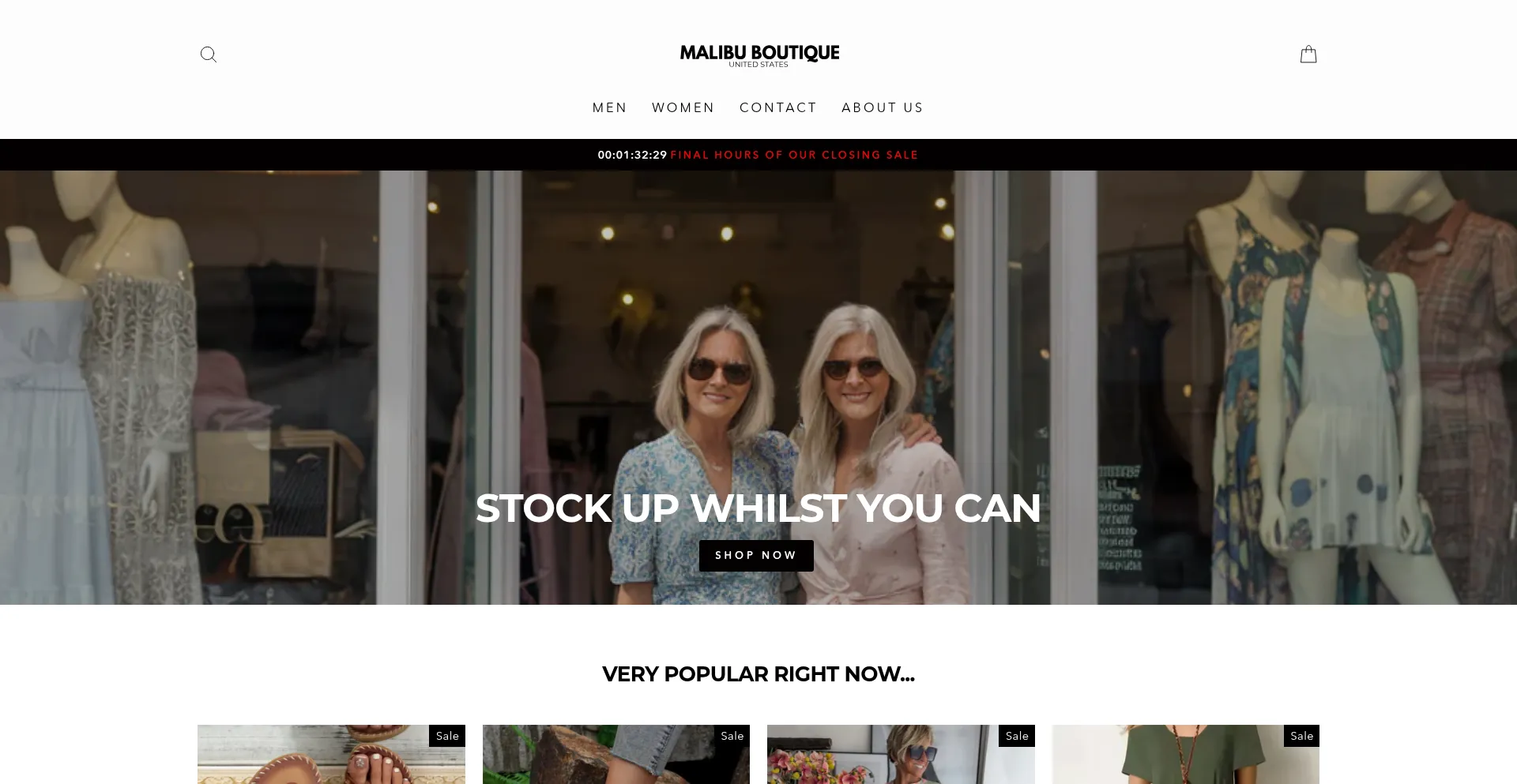 Website screenshot of Malibu-boutique.com