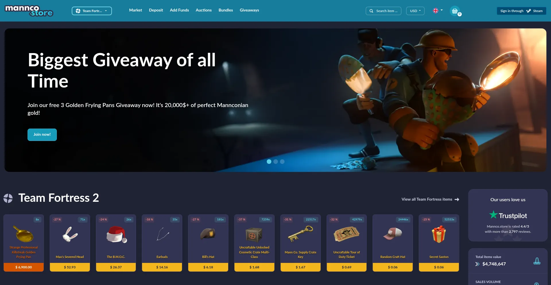 Website screenshot of Mannco.store