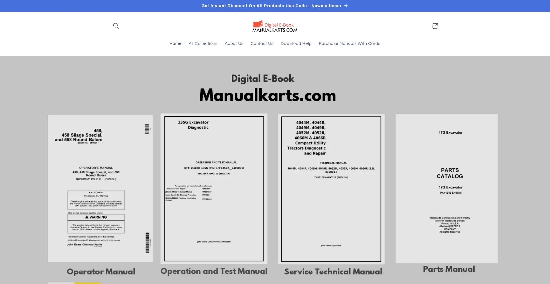Website screenshot of Manualkarts.com