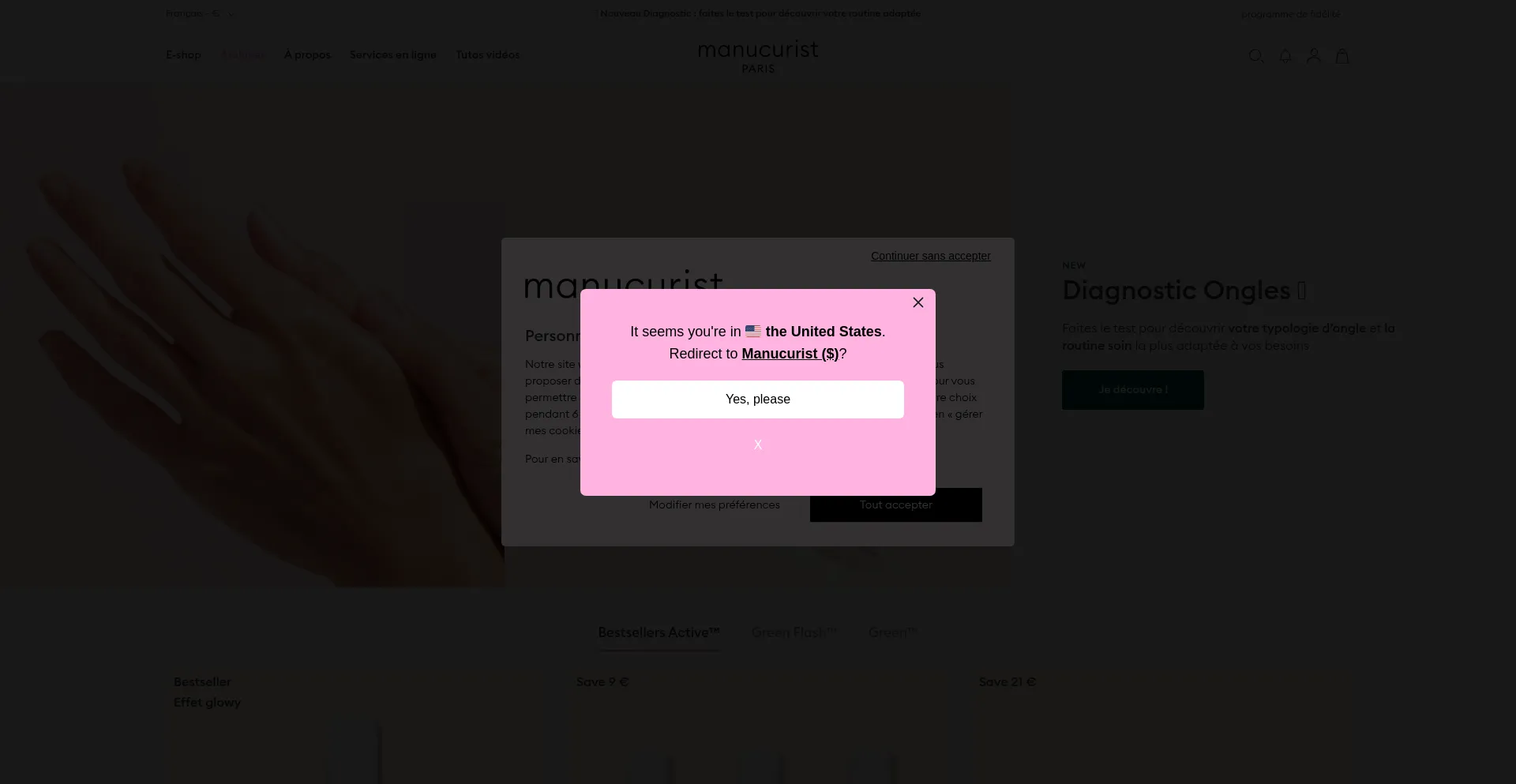 Website screenshot of Manucurist.com