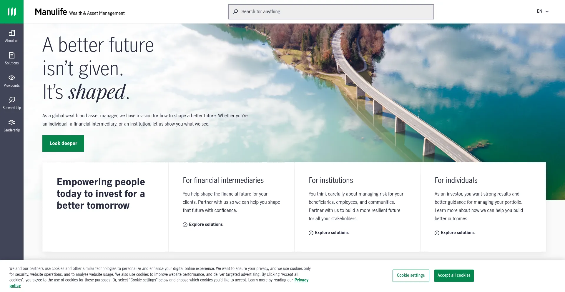 Website screenshot of Manulifeim.com