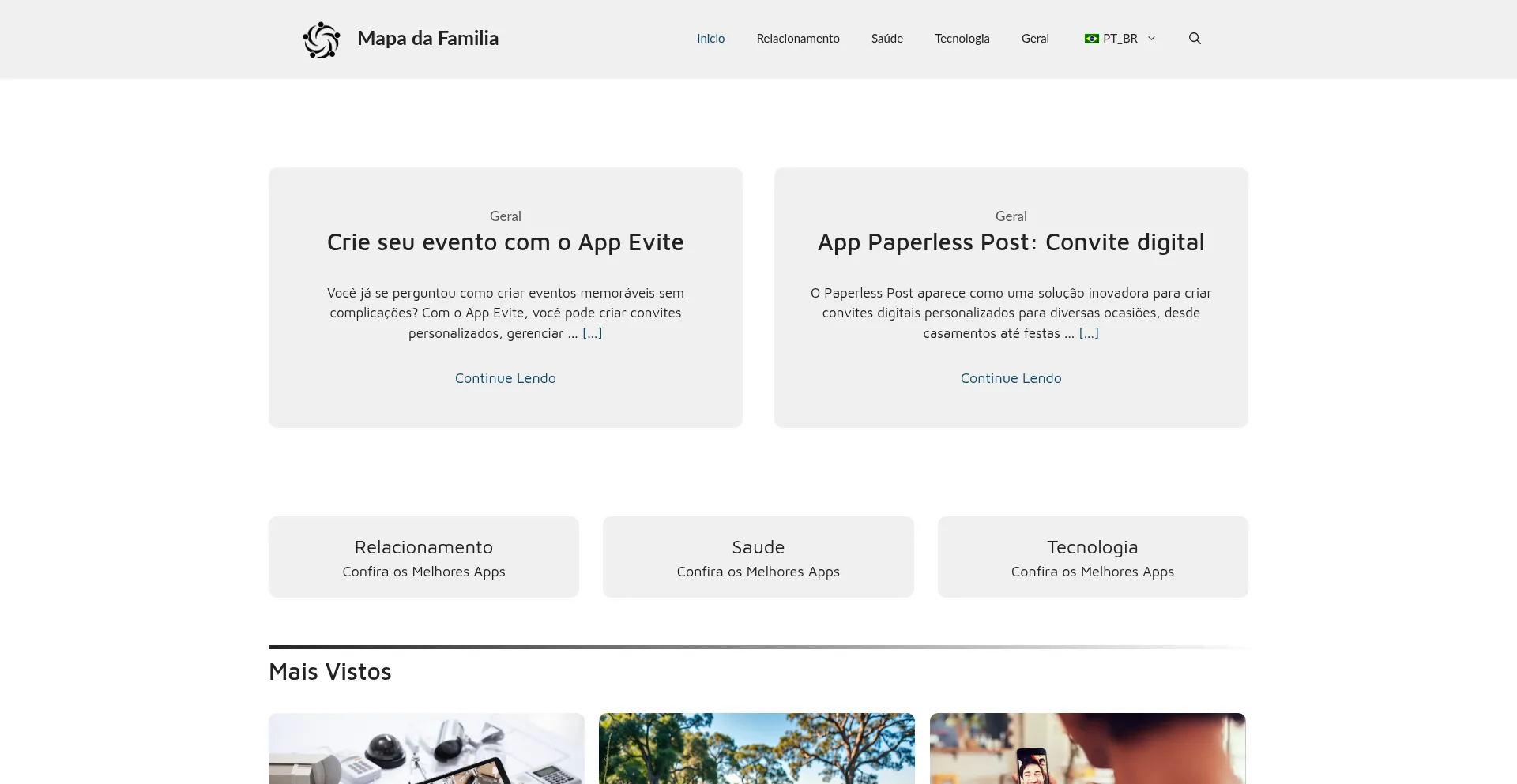 Website screenshot of Mapadafamilia.com.br