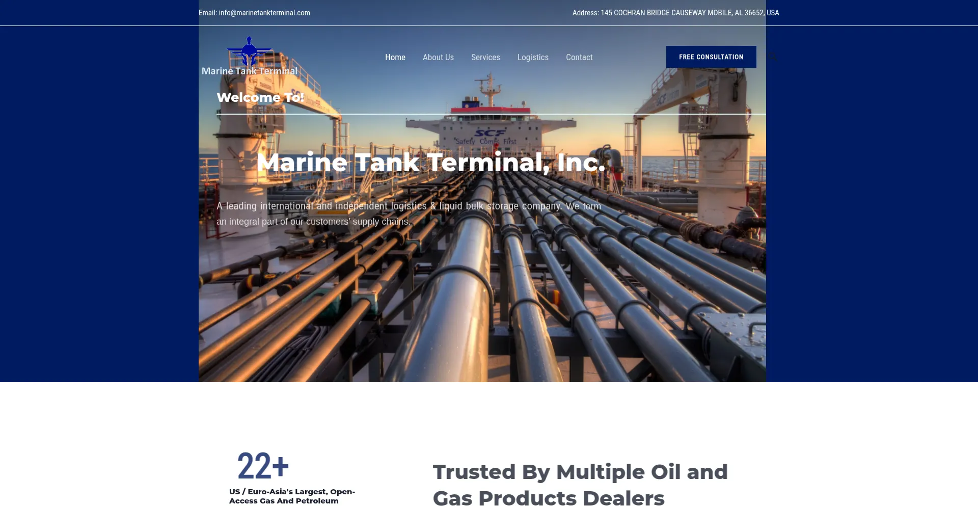 Website screenshot of Marinetankterminal.com