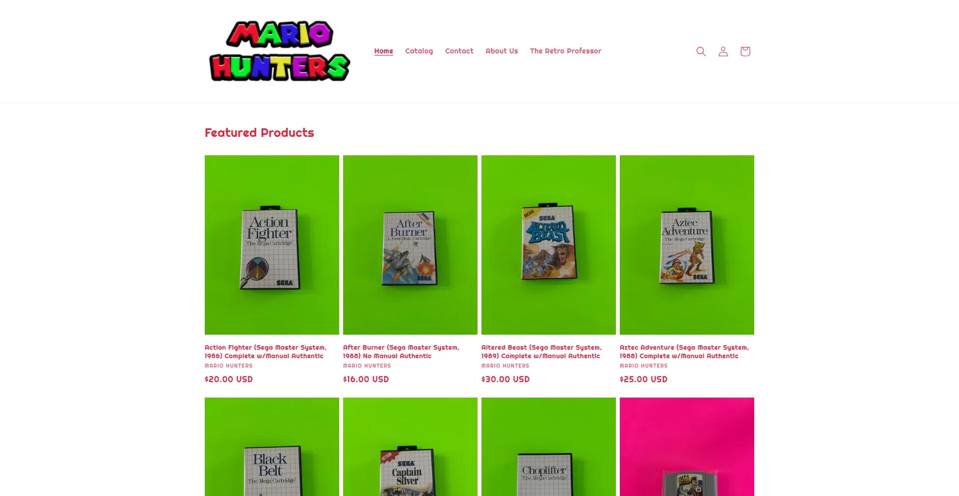 Website screenshot of Mariohunters.com