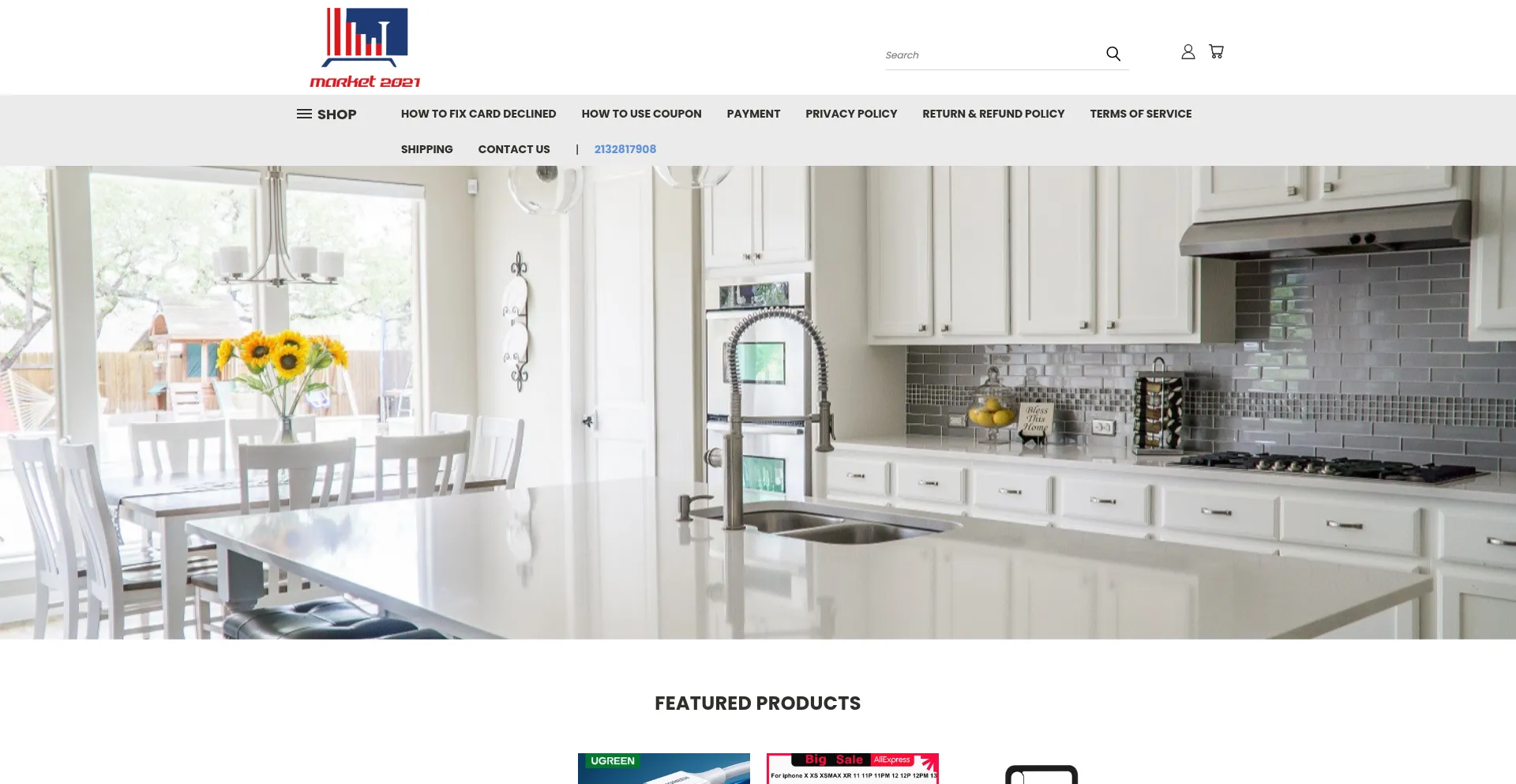 Website screenshot of Market-2021-llc.mybigcommerce.com