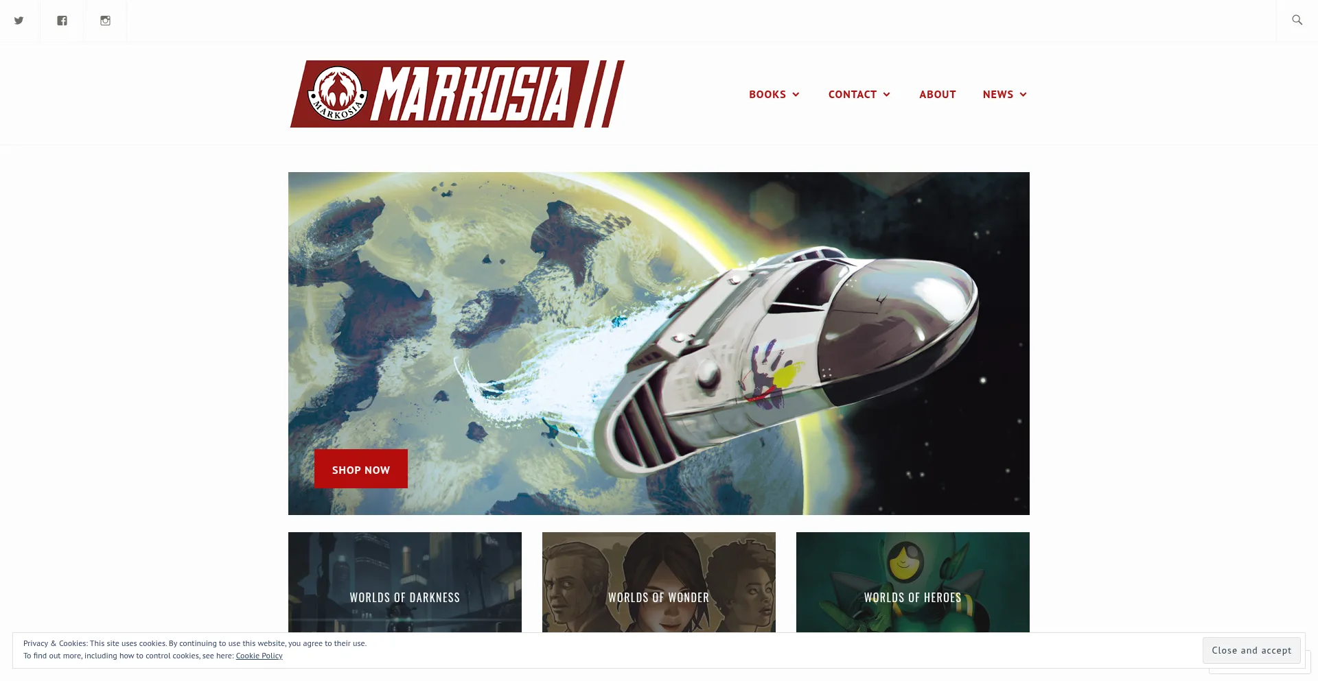 Website screenshot of Markosia.com